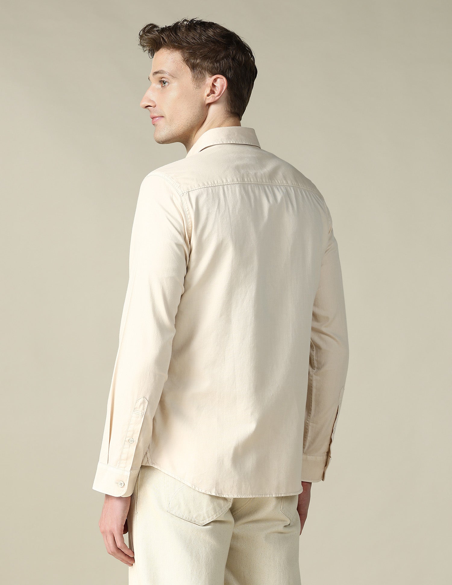 Twill Regular Fit Shirt Cream - U.S. Polo Assn. India | Large