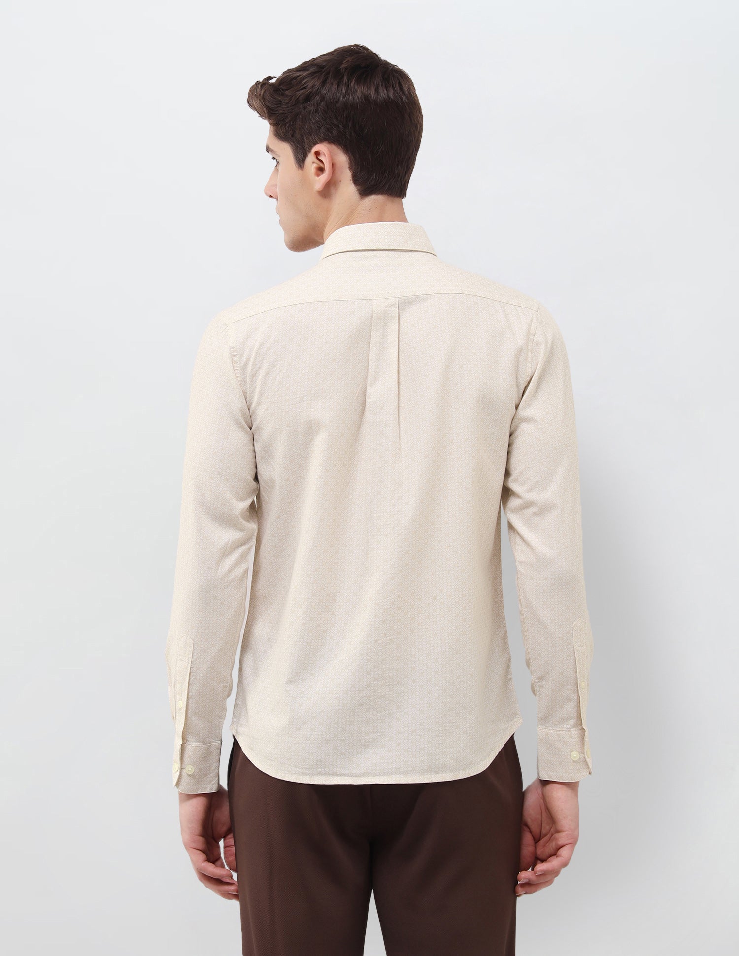 Geometric Printed Oxford Shirt Beige - U.S. Polo Assn. India | Large