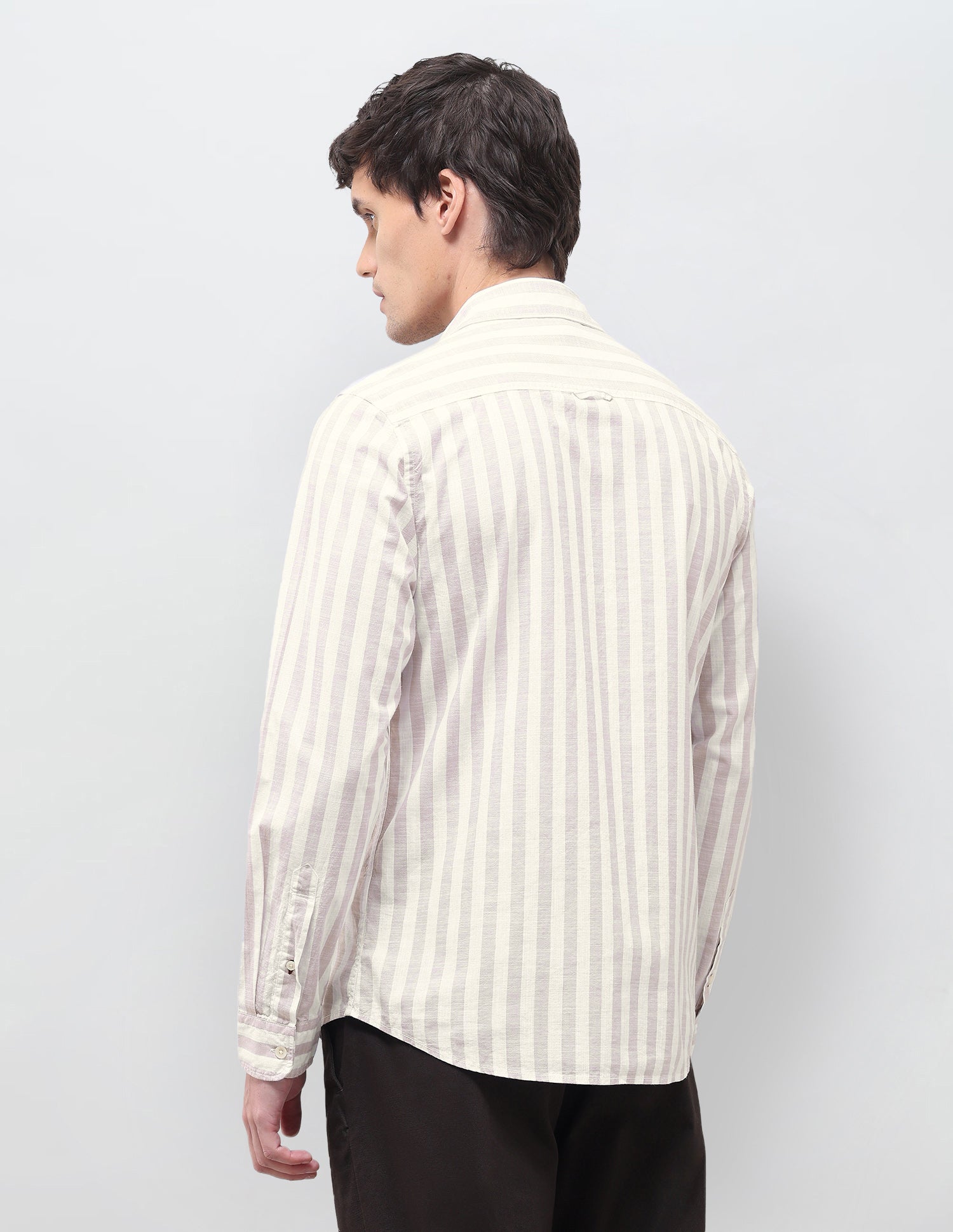 Vertical Striped Regular Fit Shirt Beige - U.S. Polo Assn. India | Large