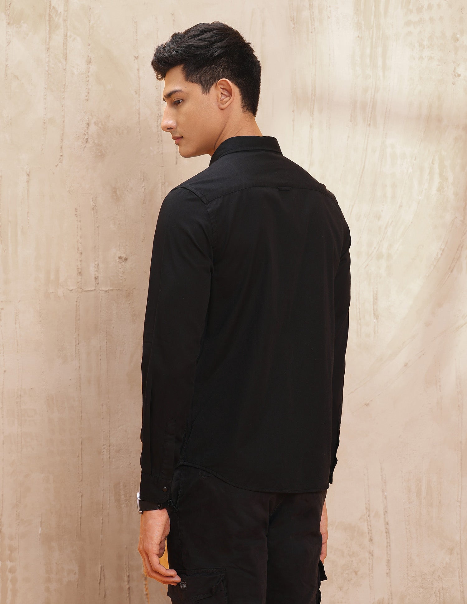 Solid Pure Cotton Shirt Black - U.S. POLO ASSN. | Large