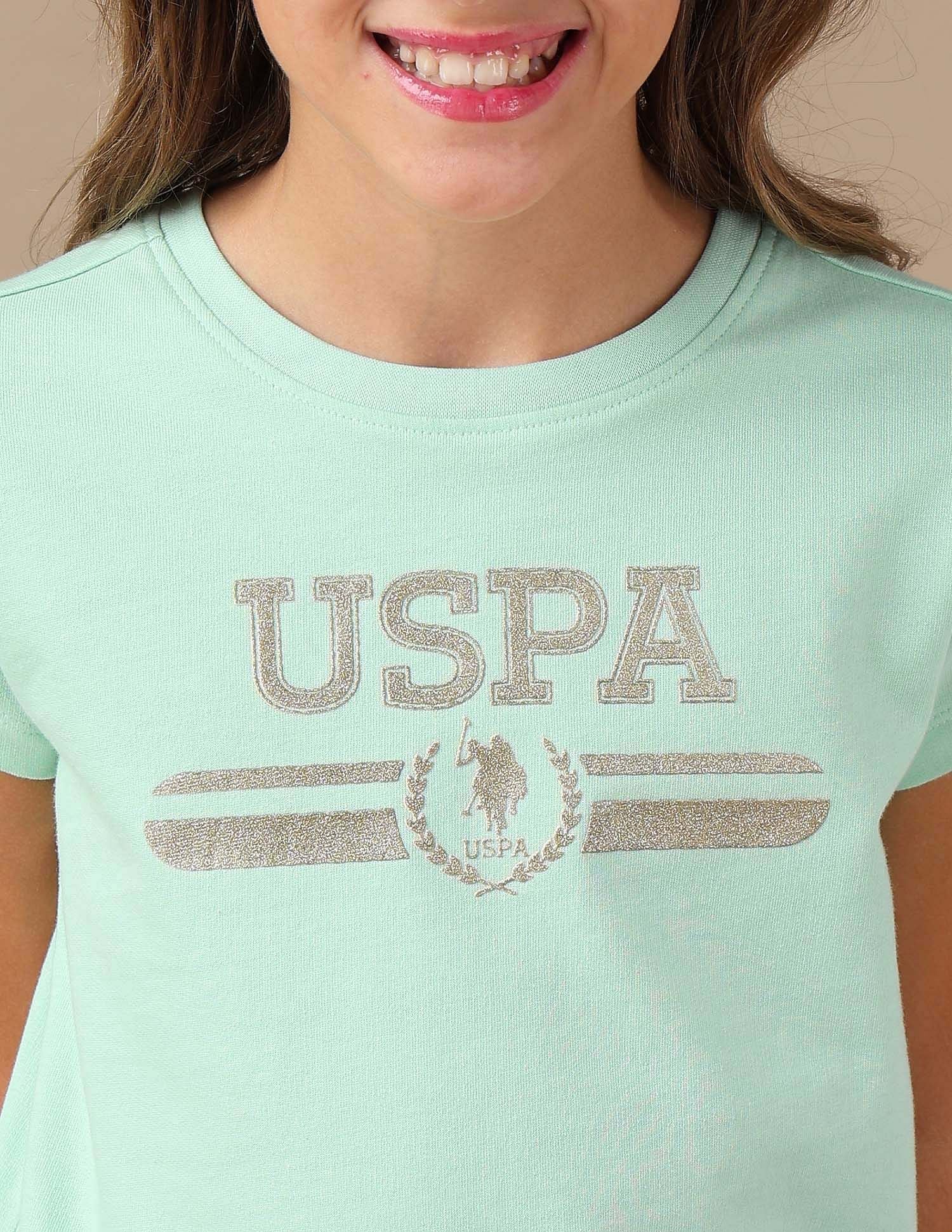 Girls Brand Printed Blousan T-Shirt Mint - U.S. POLO ASSN. | Large