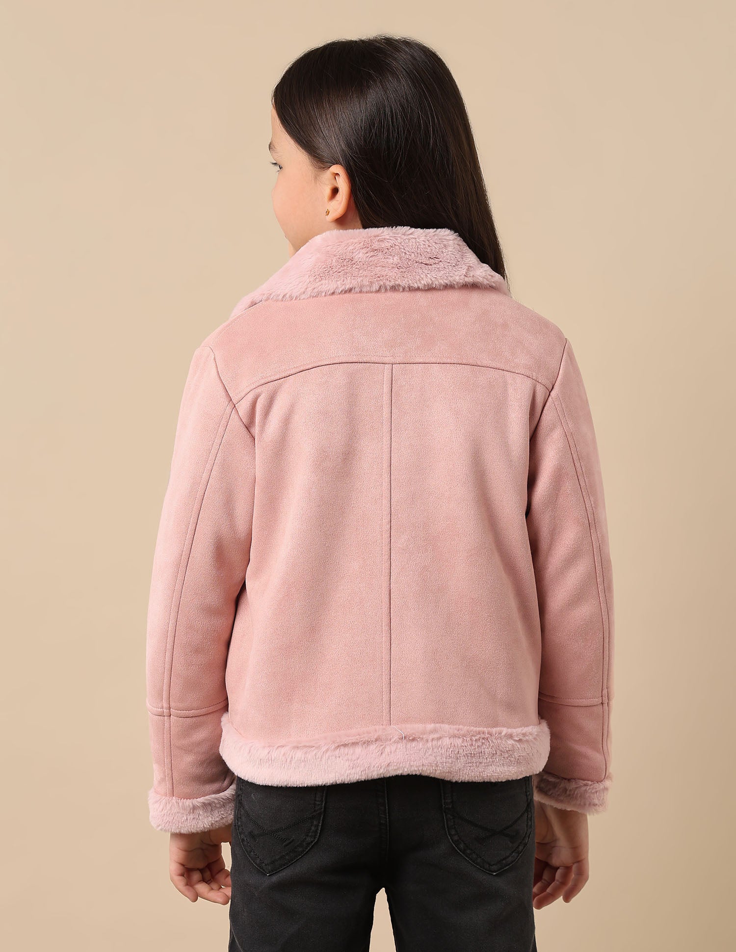 Girls Zip Up Suede Jacket Light Pink - U.S. POLO ASSN. | Large