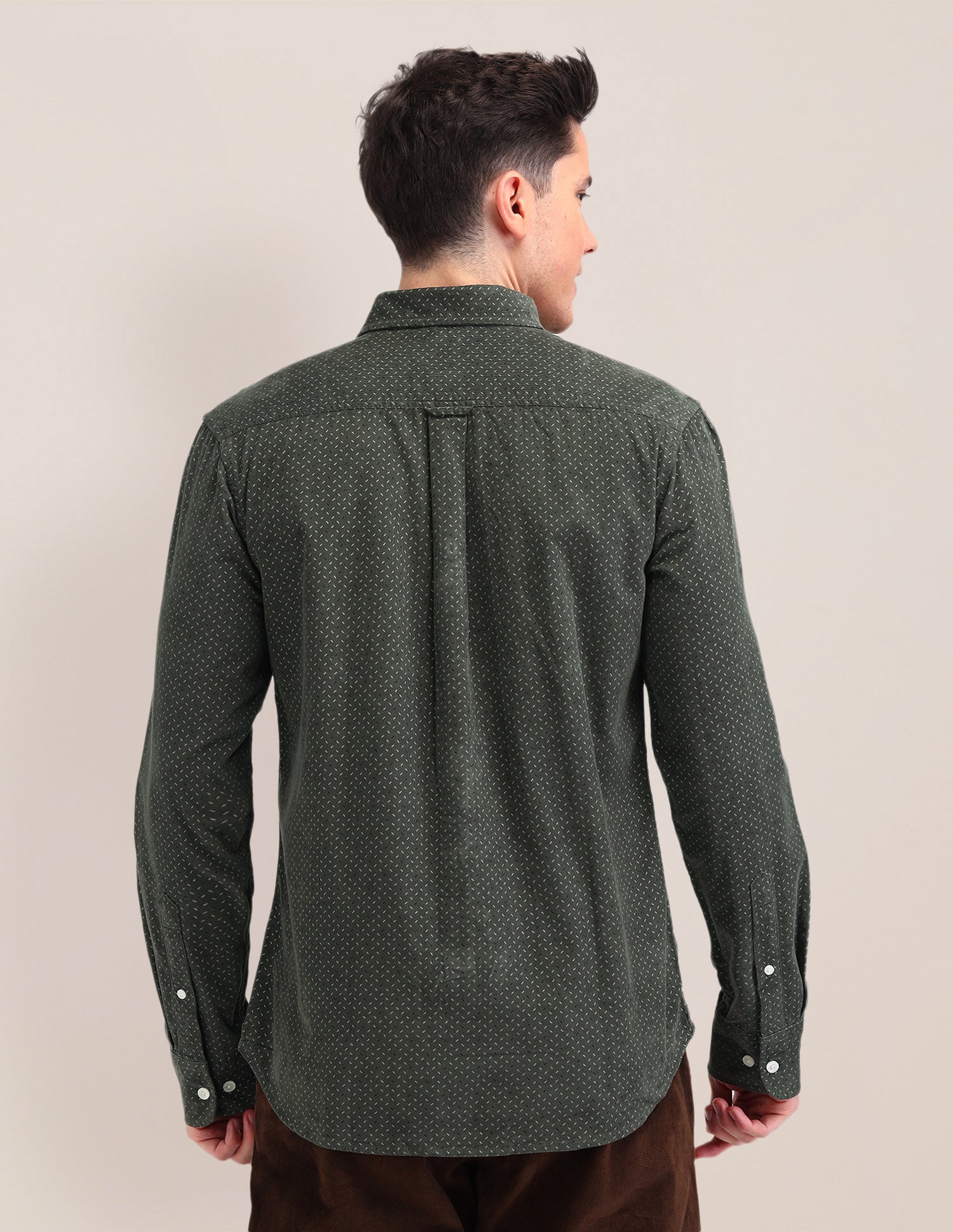 All-Over Tailored Fit Shirt Olive - U.S. Polo Assn. India | Large