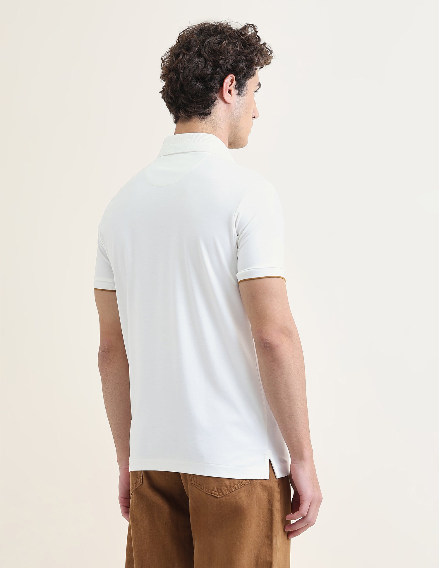 Solid Slim Fit Polo Shirt Off White - U.S. Polo Assn. India | Large