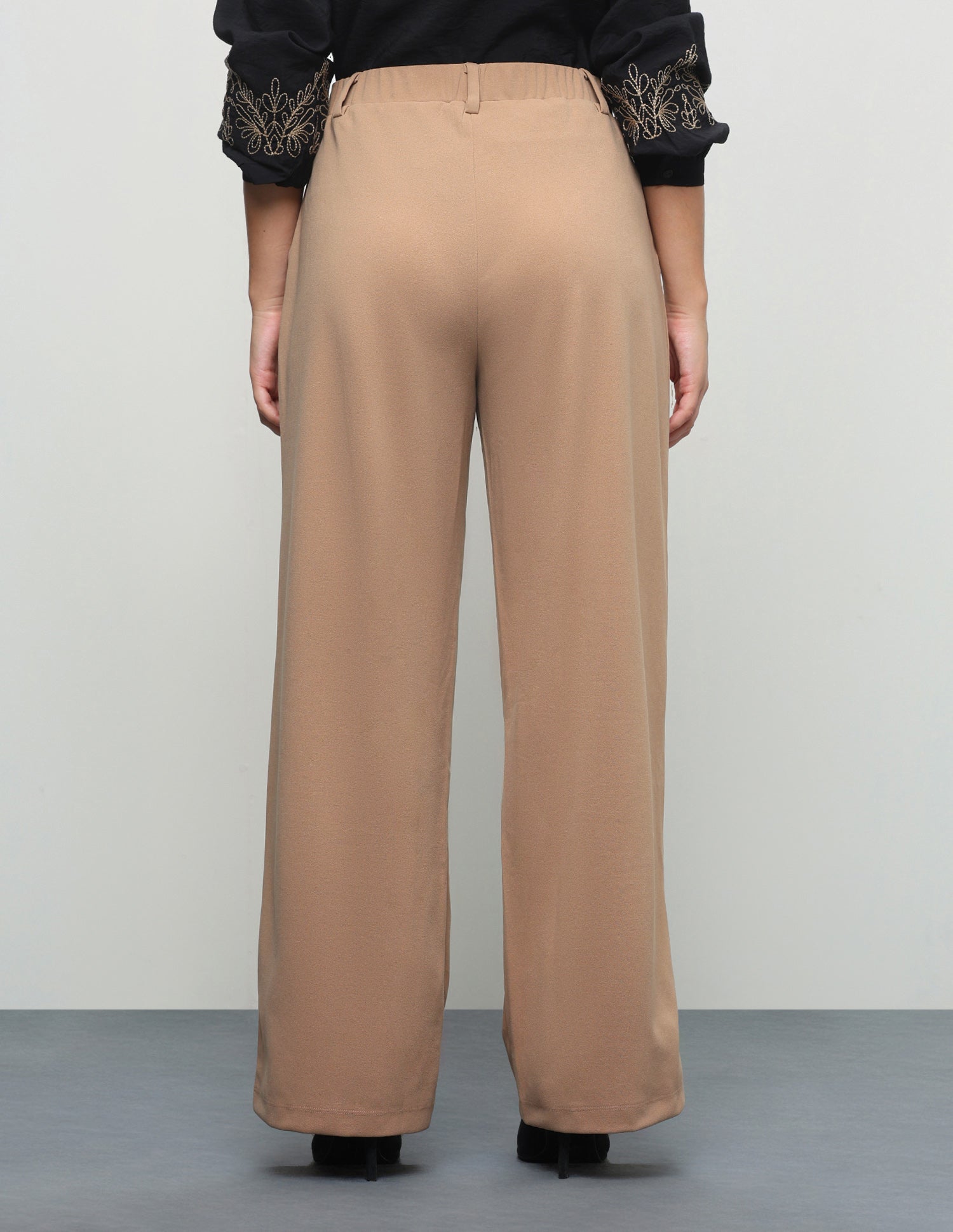 Pleated Wide Leg Fit Trousers Light Brown - U.S. Polo Assn. India | Large