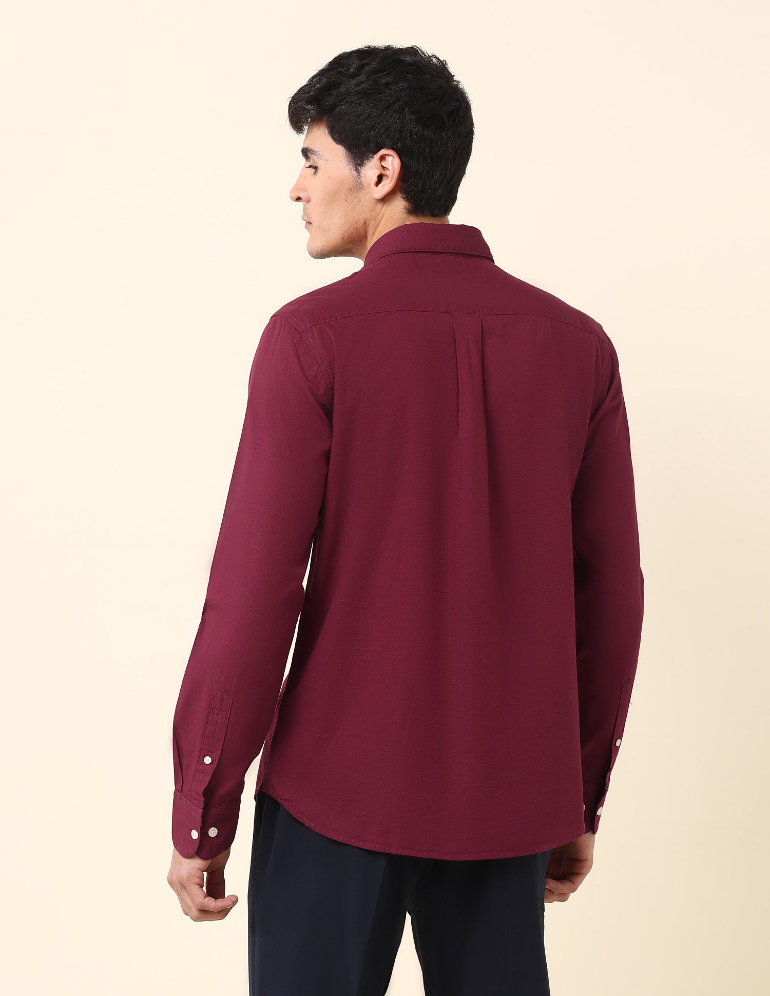 Twill Tailored Fit Solid Shirt Maroon - U.S. Polo Assn. India | Large
