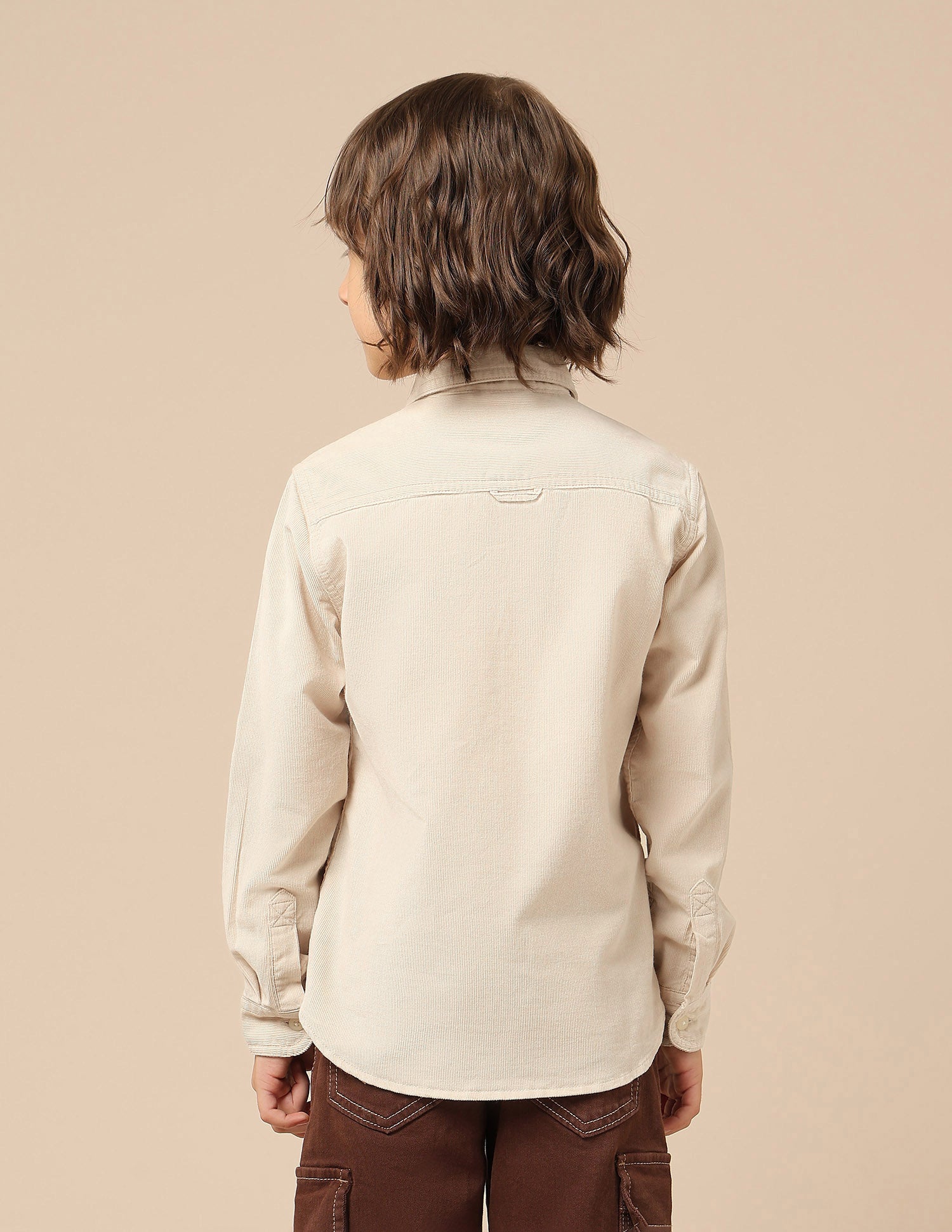 Boys Corduroy Regular Fit Shirt Off White - U.S. POLO ASSN. | Large