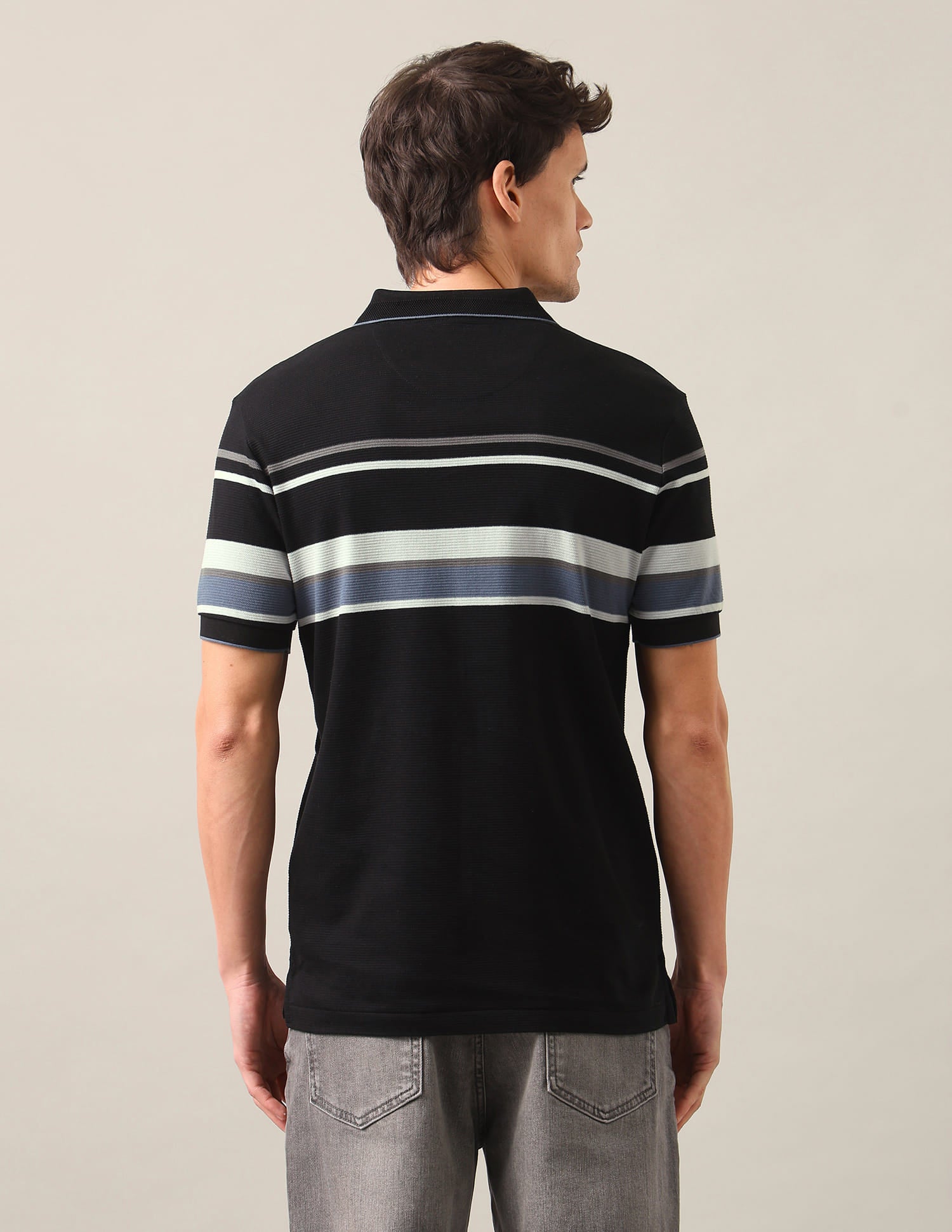 Horizontal Striped Slim Fit Polo Shirt Blue - U.S. Polo Assn. India | Large