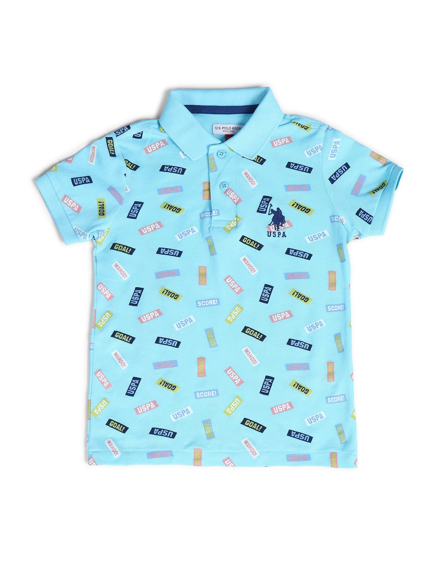 Boys Typography Polo Shirt Light Blue - U.S. POLO ASSN. | Large