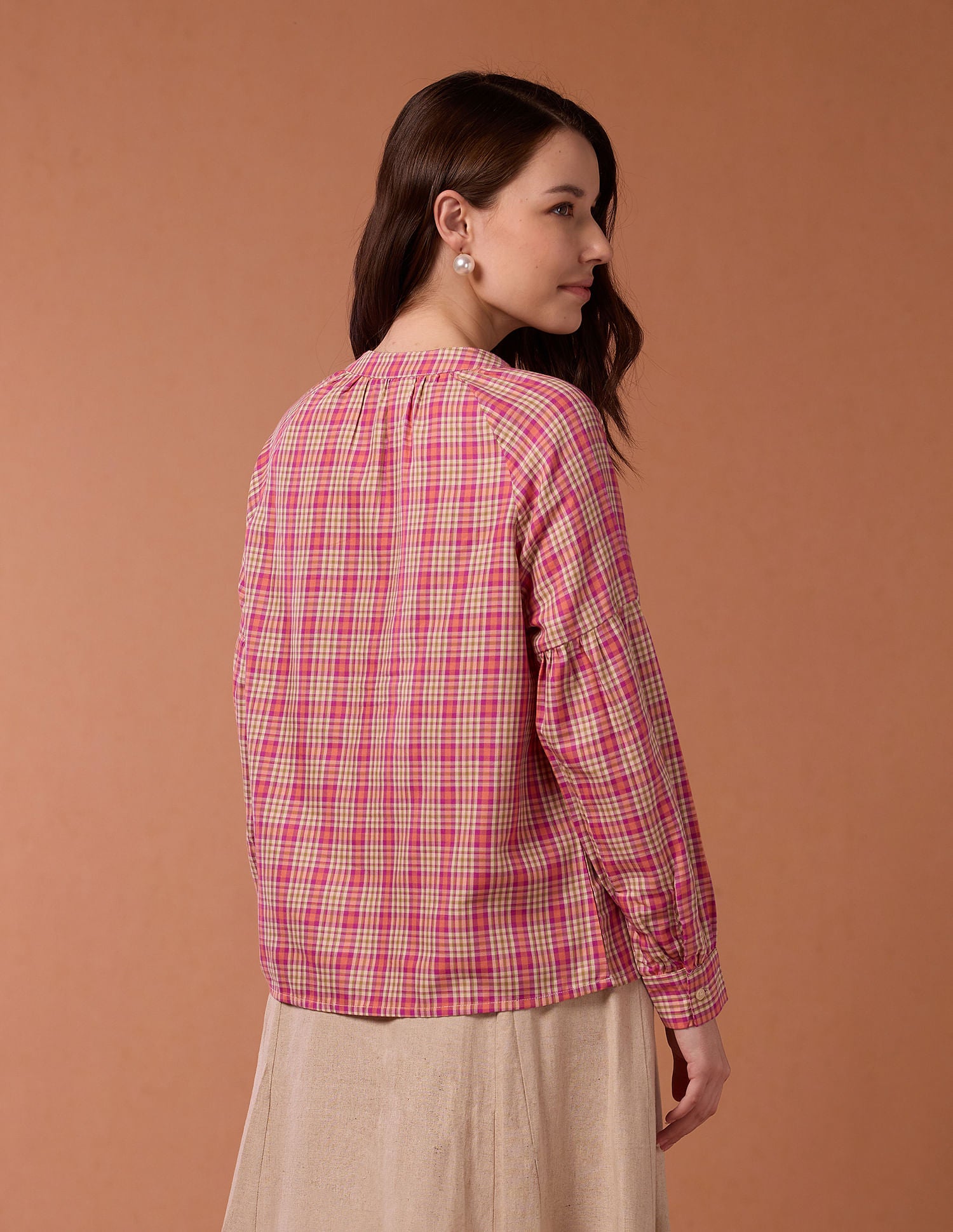 Blouson Sleeve Checked Top Multicolour - U.S. POLO ASSN. | Large