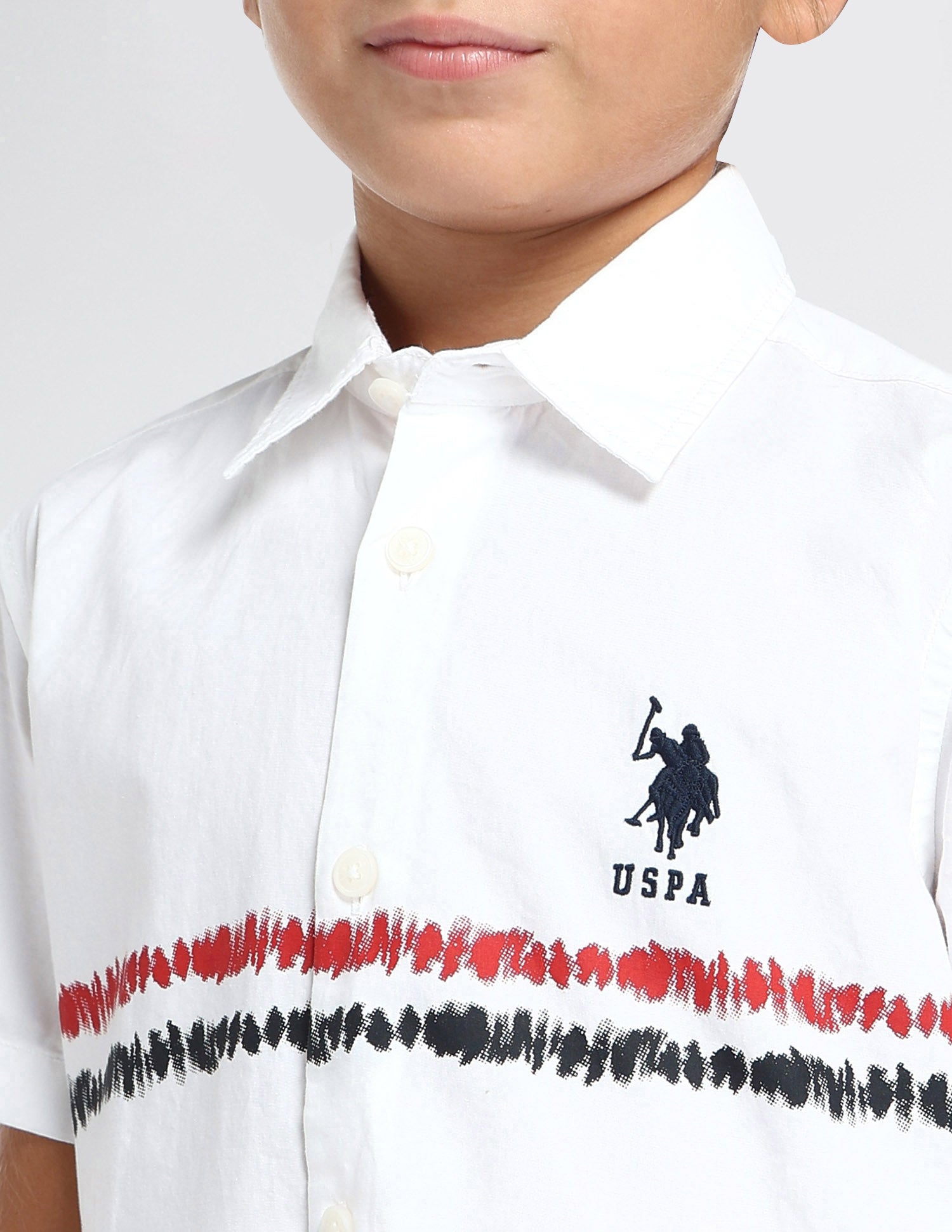 Boys Abstract Printed Regular Fit Shirt White - U.S. POLO ASSN. | Large