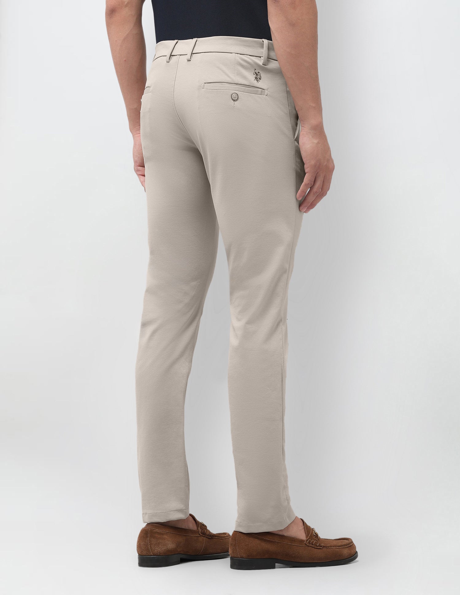 Denver Slim Fit Mid Rise Trousers Stone - U.S. Polo Assn. India | Large