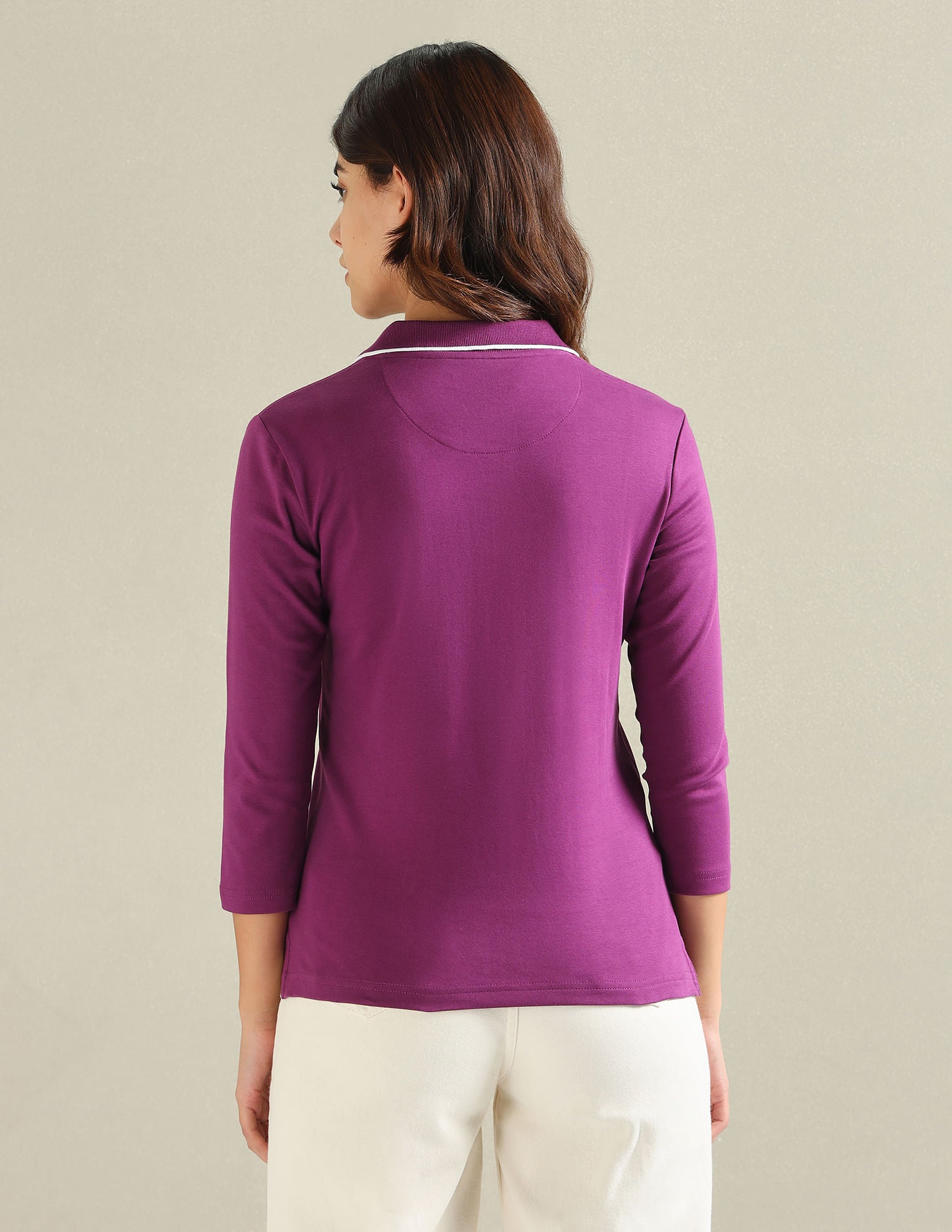 Tipped Collar Solid Polo Shirt Purple - U.S. POLO ASSN. | Large