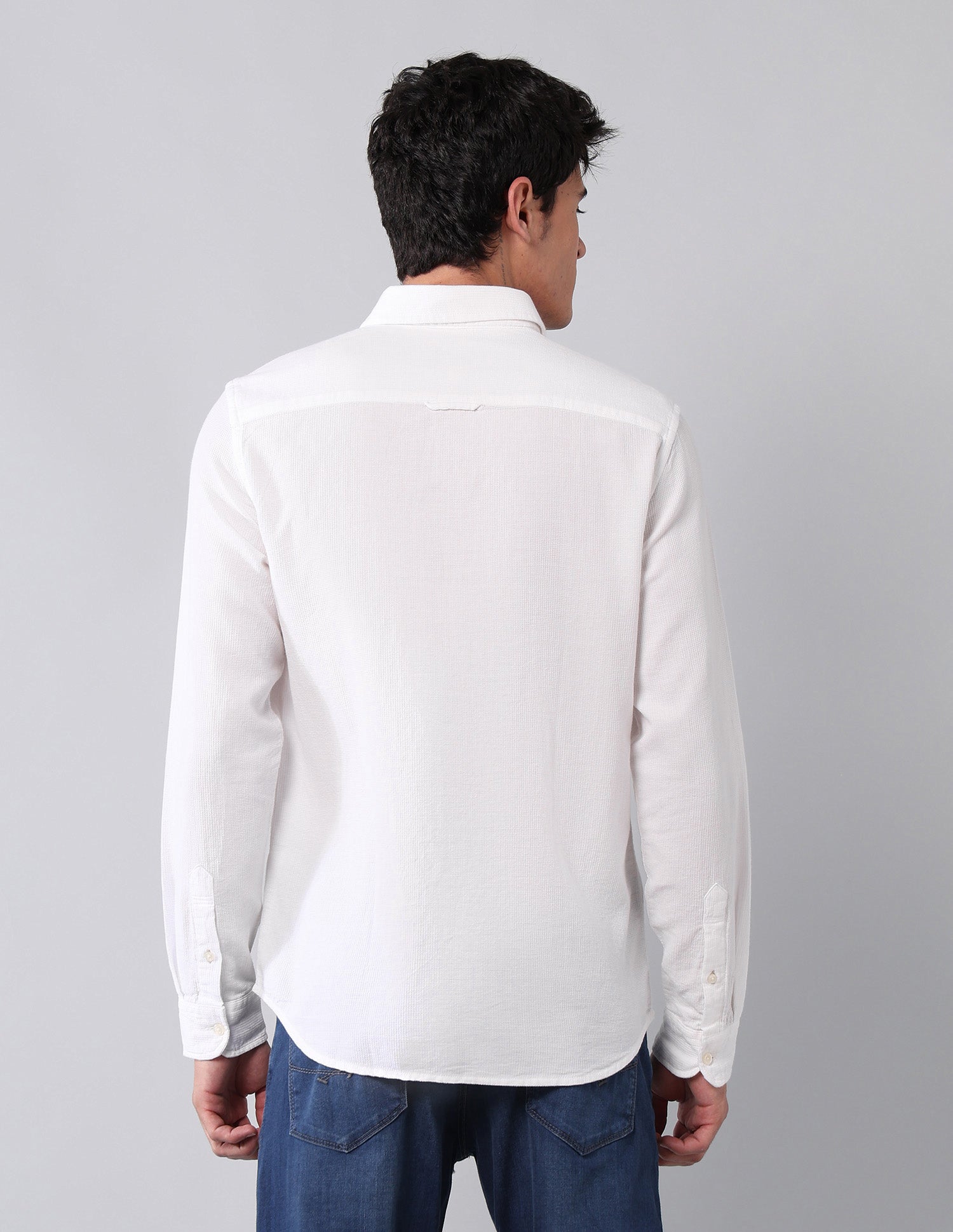 Pure Cotton Regular Fit Dobby Shirt White - U.S. Polo Assn. India | Large