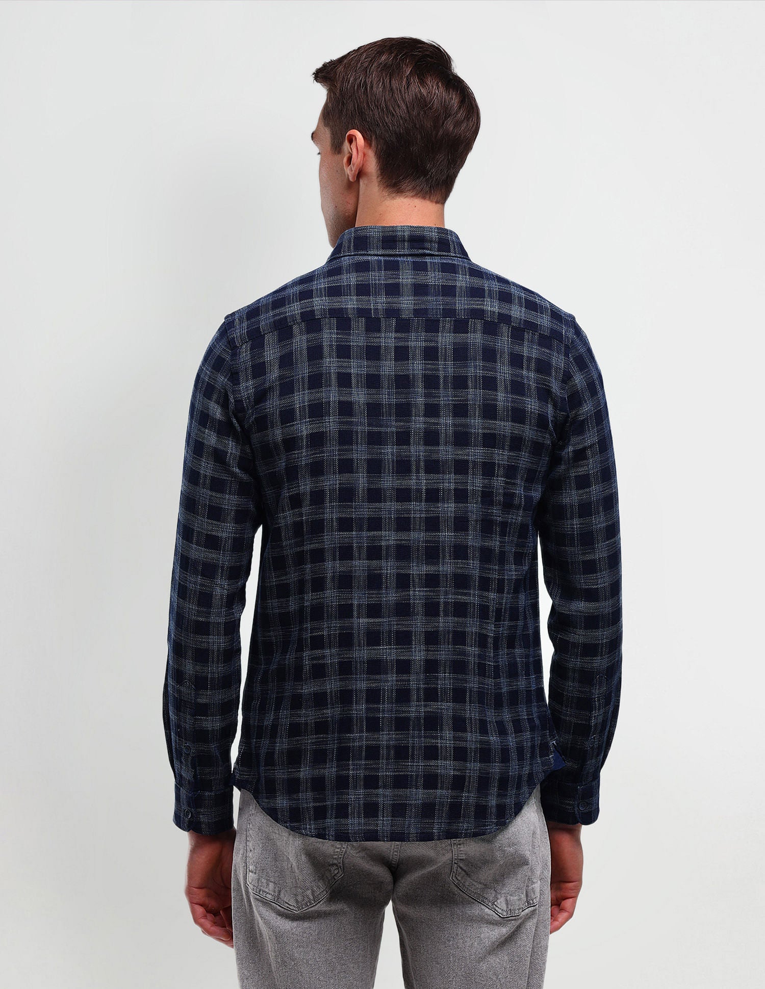 Slim Fit Buffalo Checked Shirt Navy - U.S. Polo Assn. India | Large