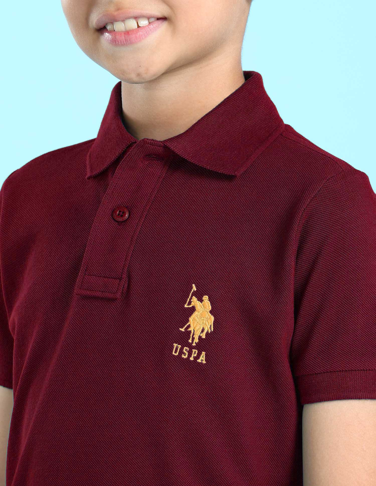 Regular fit Solid Polo Shirt Maroon - U.S. Polo Assn. India | Large
