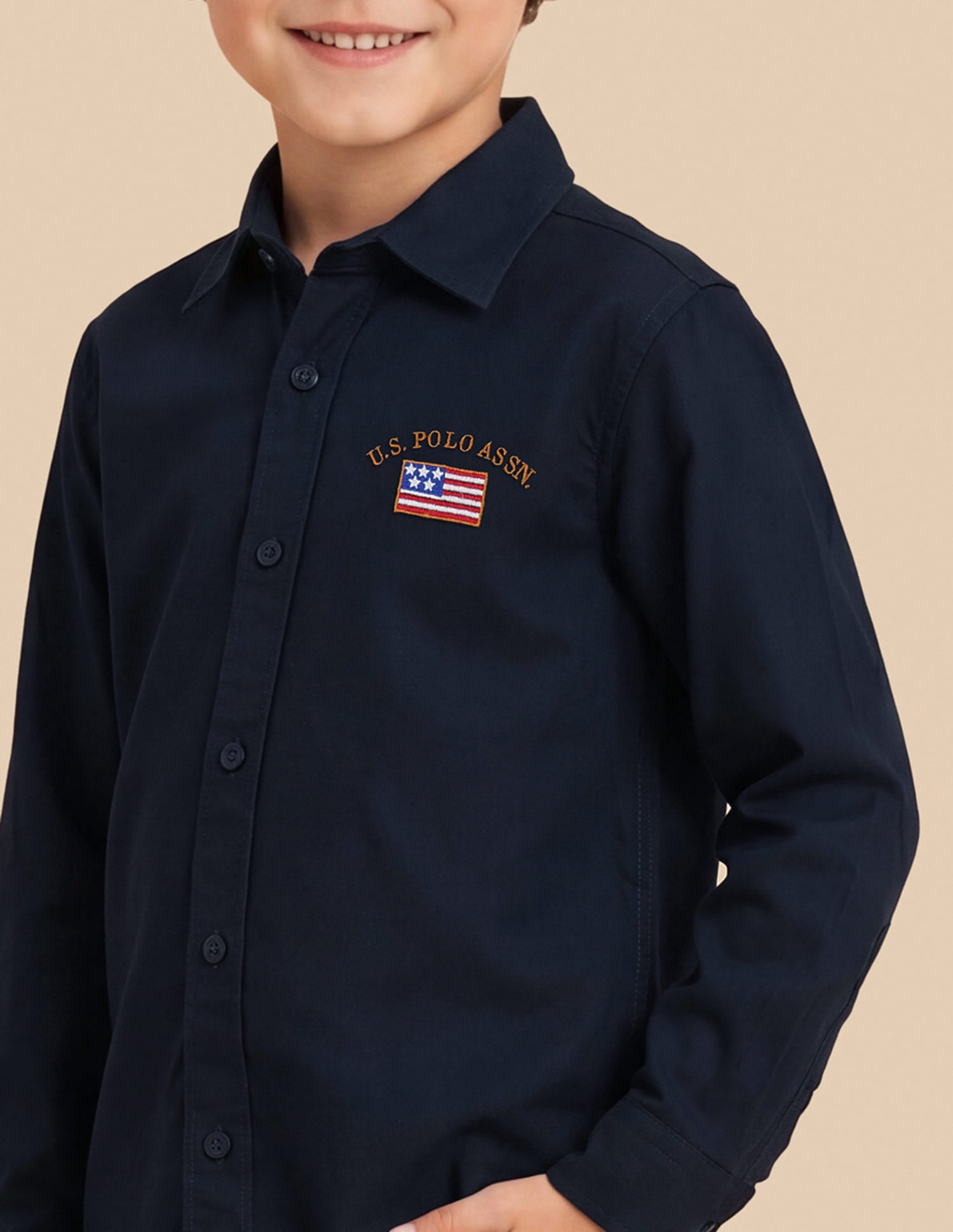 Solid Regular Fit Shirt Navy - U.S. Polo Assn. India | Large
