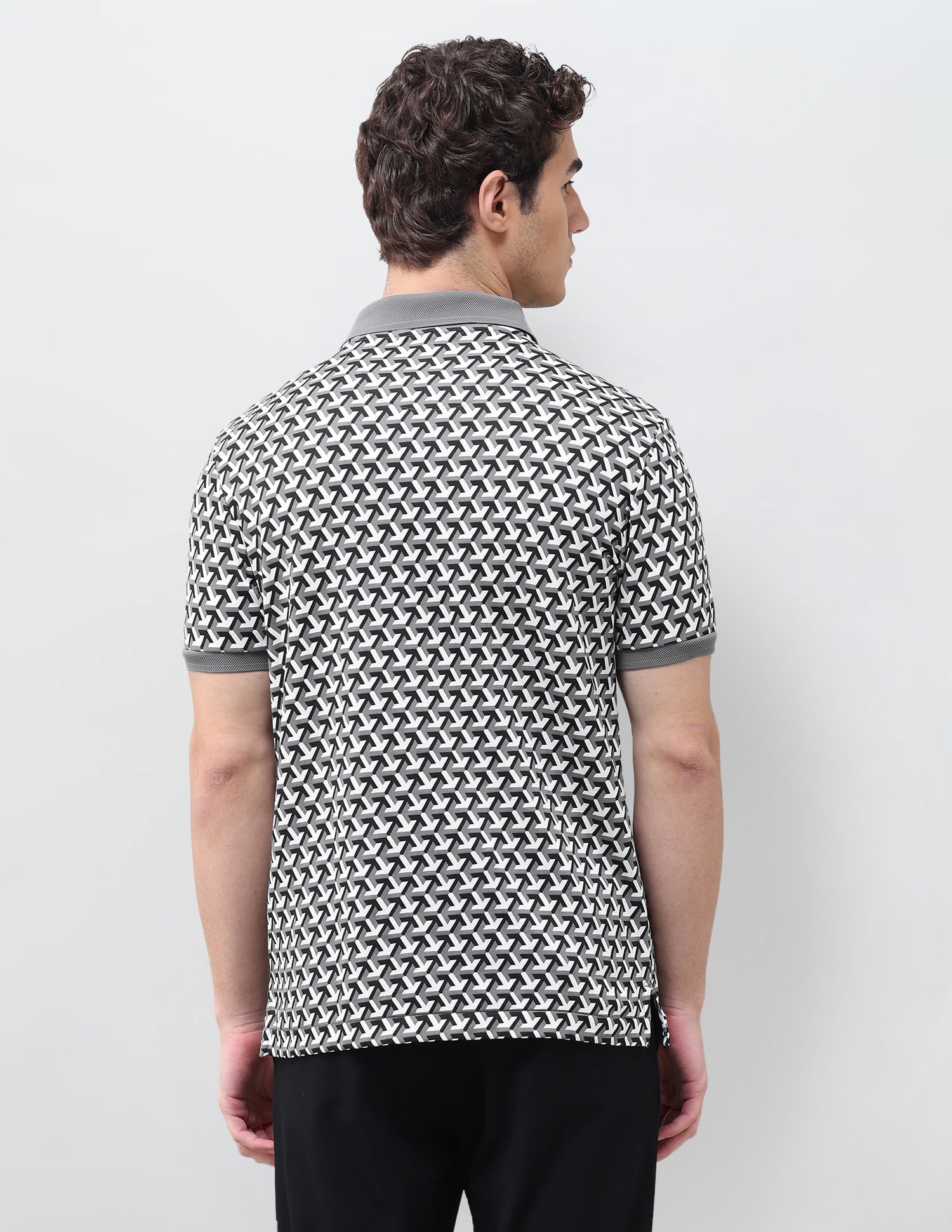 Geometric Printed Slim Fit Polo Shirt Black - U.S. Polo Assn. India | Large