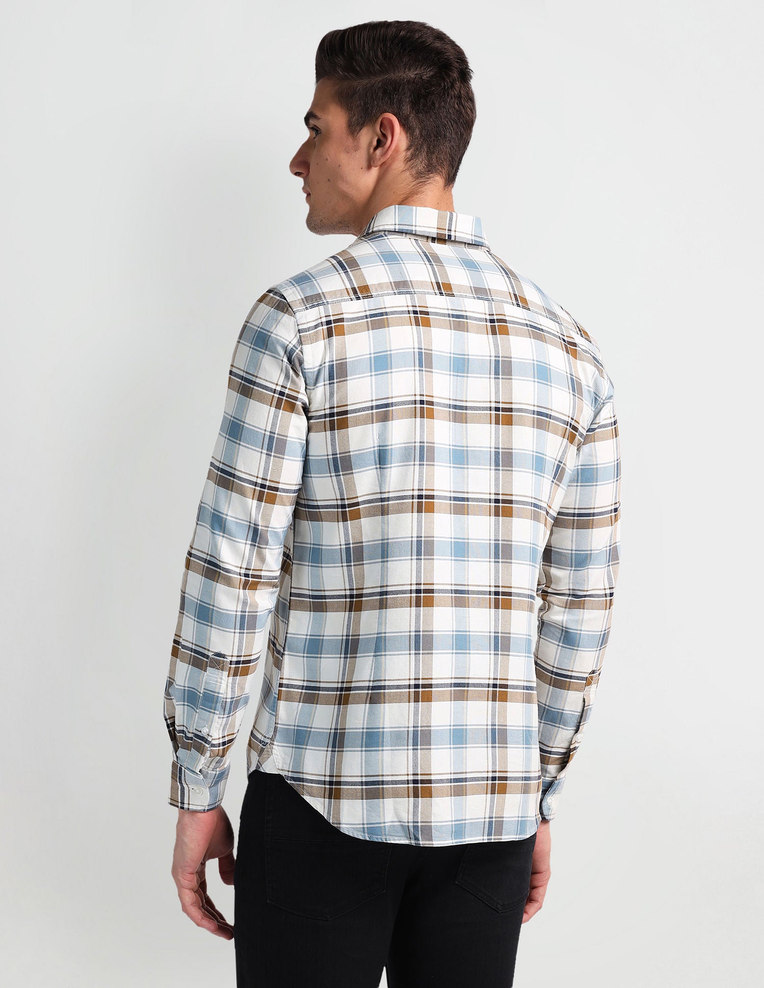 Tartan Check Oxford Shirt White, Blue and Brown - U.S. Polo Assn. India | Large