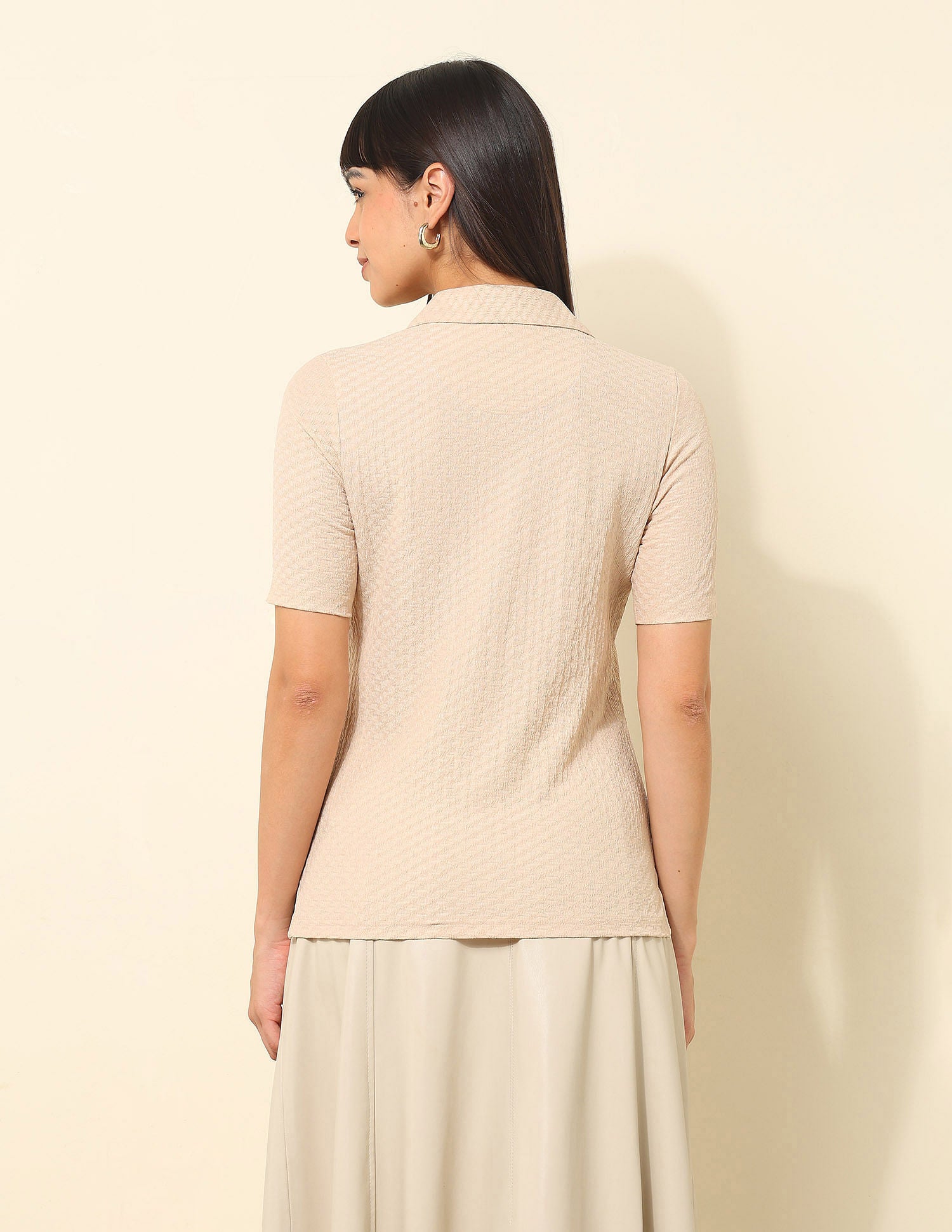 Regular Fit Textured Polo Shirt Beige - U.S. Polo Assn. India | Large