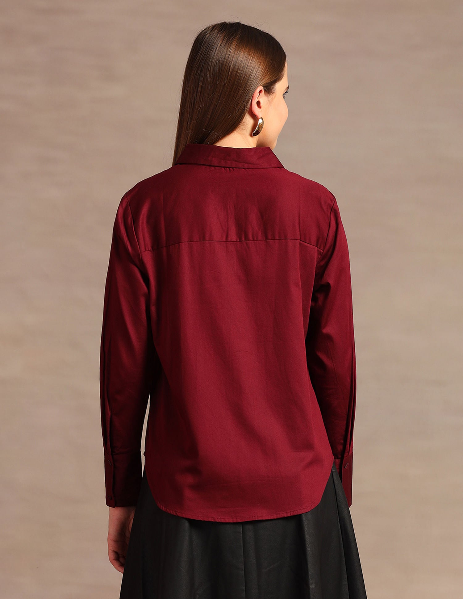 Relaxed Fit Dobby Cotton Shirt Maroon - U.S. POLO ASSN. | Large