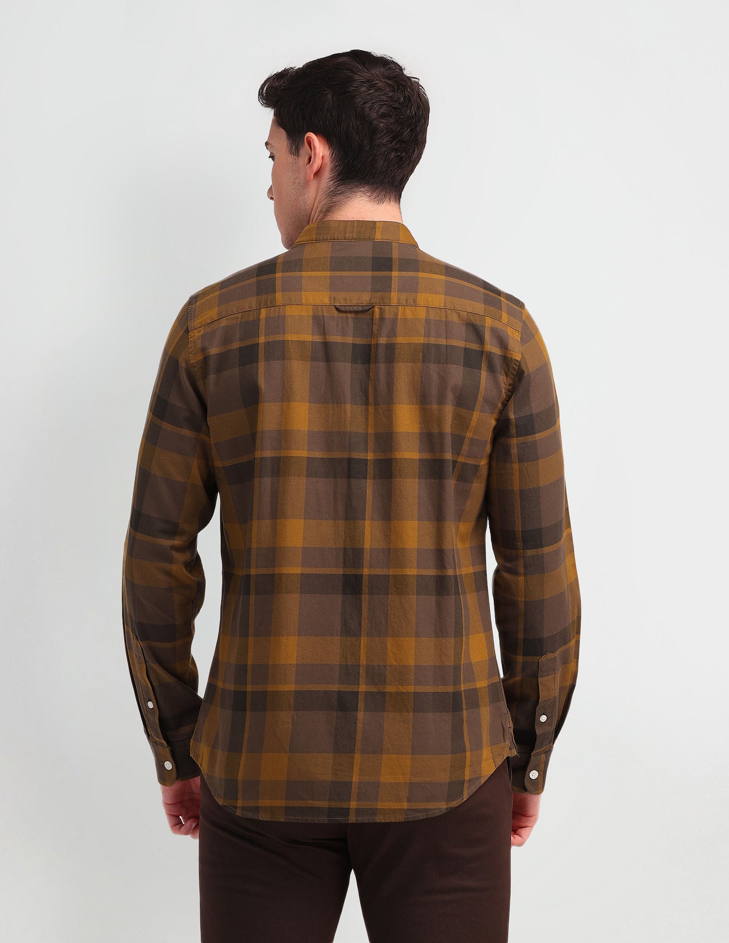 Slim Fit Twill Checked Shirt Khaki - U.S. POLO ASSN. | Large