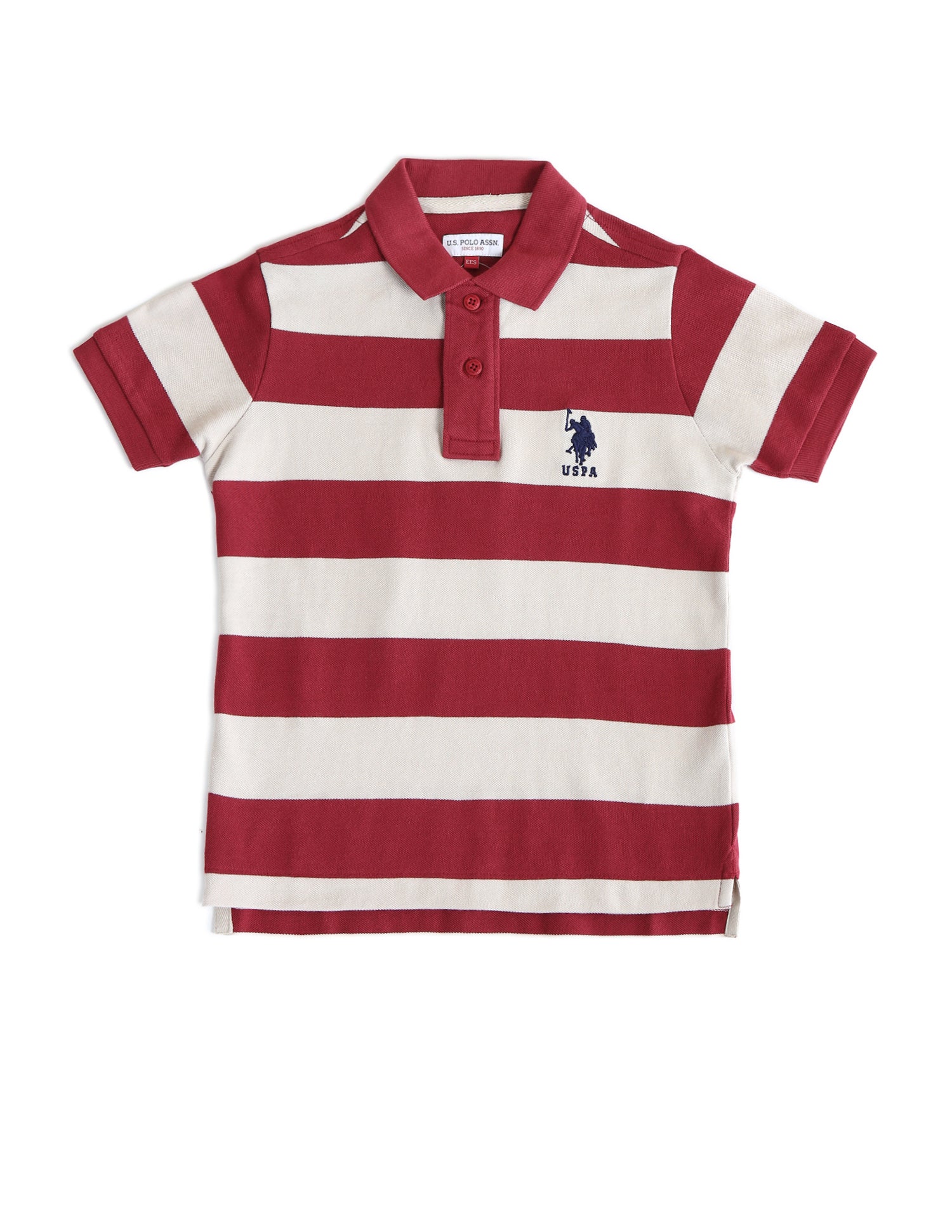Boys Horizontal Striped Regular Fit Polo Shirts Maroon - U.S. POLO ASSN. | Large