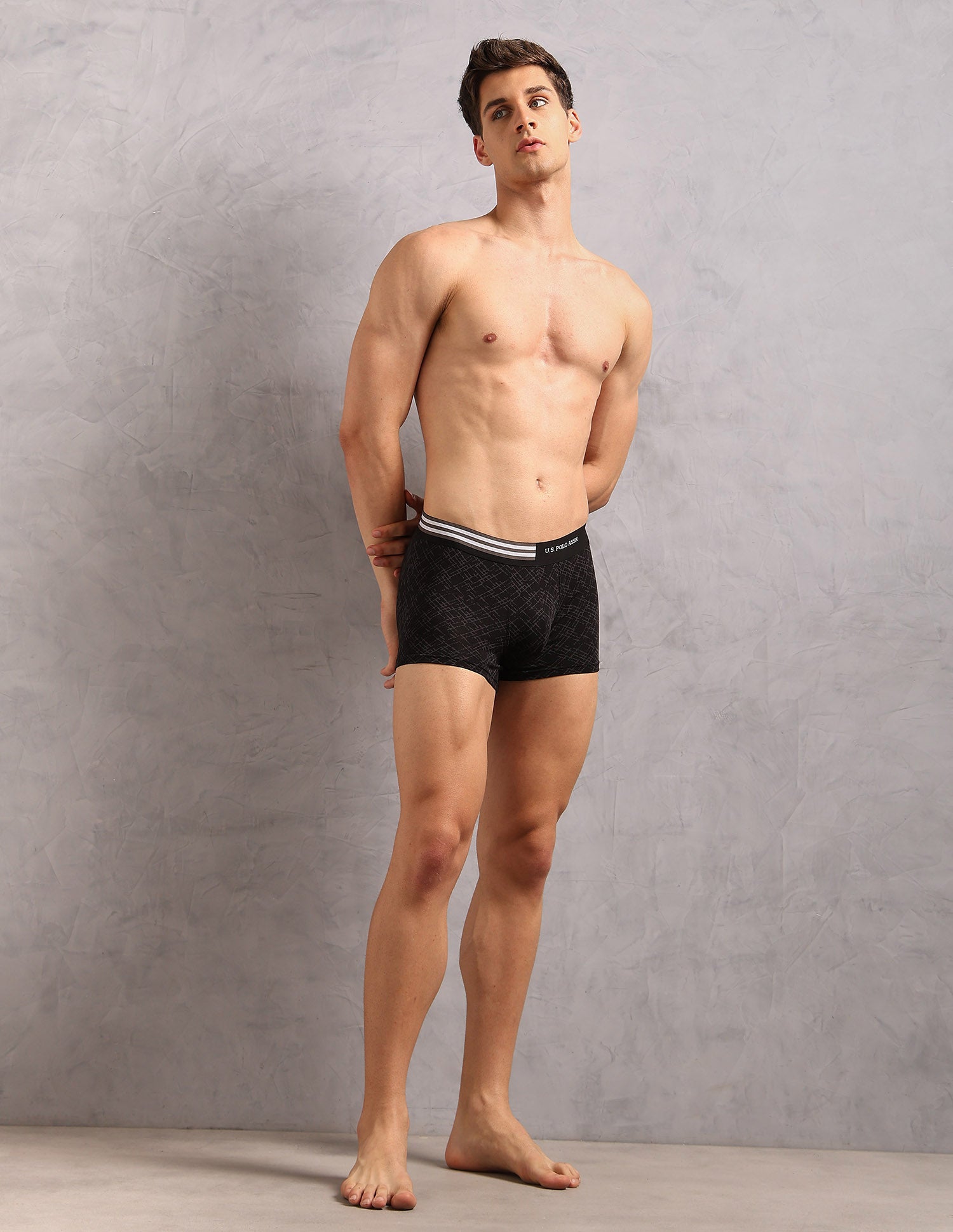 Printed Low Rise OET20 Trunks - Pack Of 3 Burning Sea, Ivory and Uspa Black - U.S. Polo Assn. India | Large