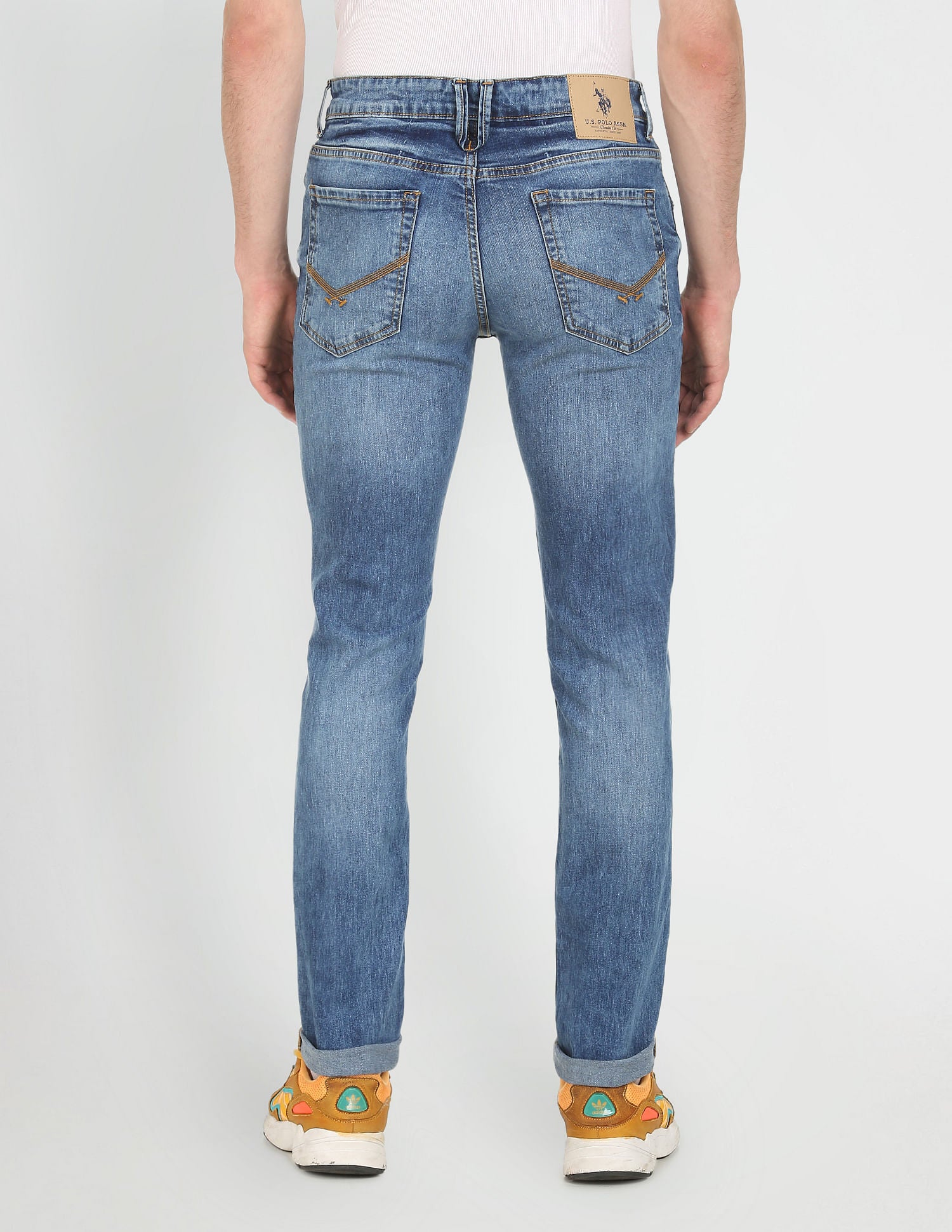 Brandon Slim Tapered Fit Distressed Jeans Blue - U.S. Polo Assn. India | Large