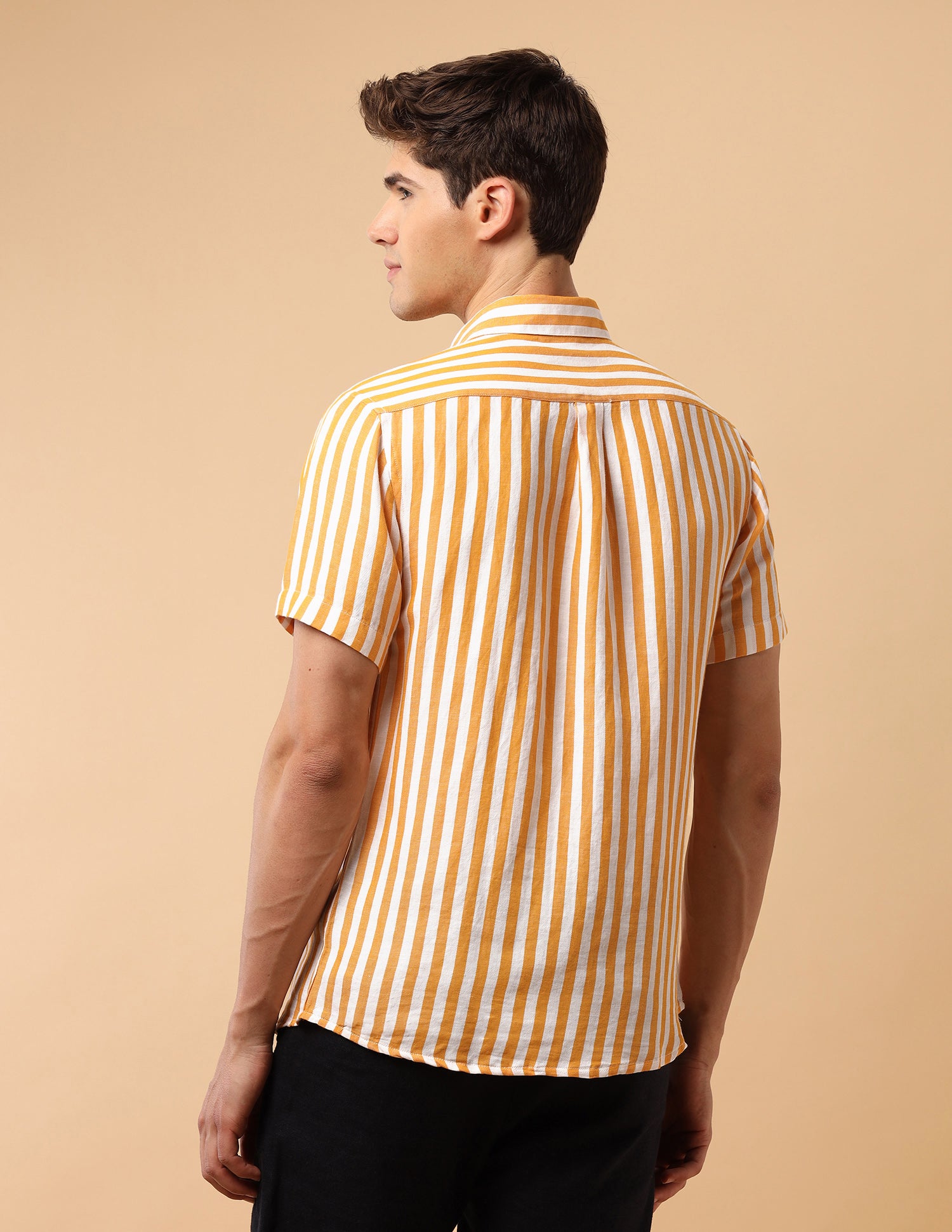 Pacho X Vertical Striped Regular Fit Shirt Orange - U.S. Polo Assn. India | Large