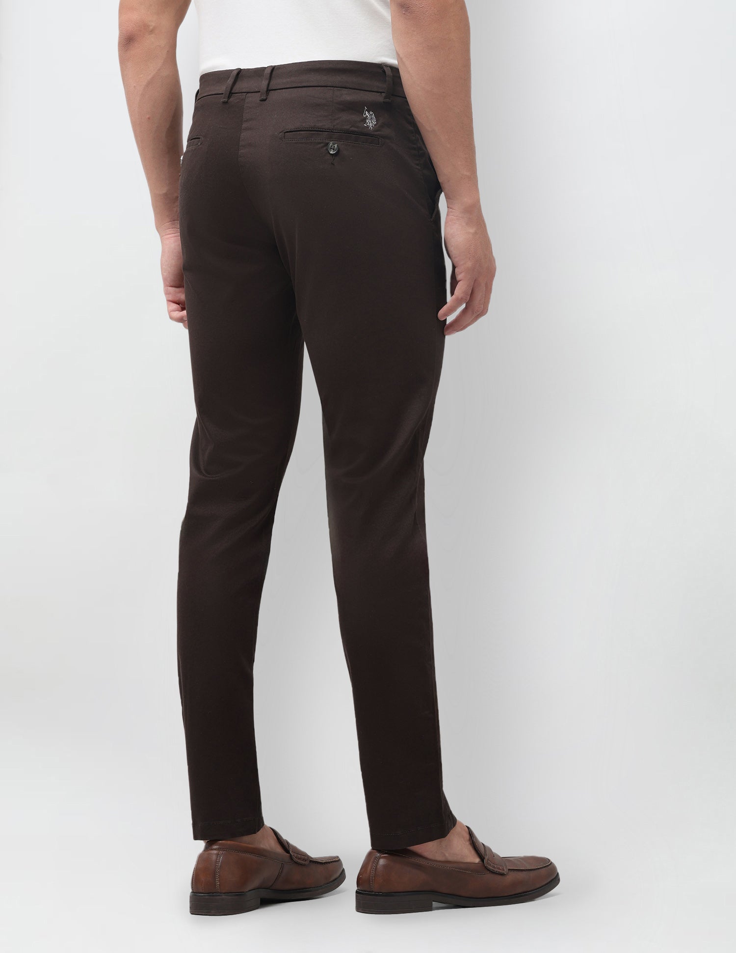 Austin Slim Fit Mid Rise Trousers Choco - U.S. Polo Assn. India | Large