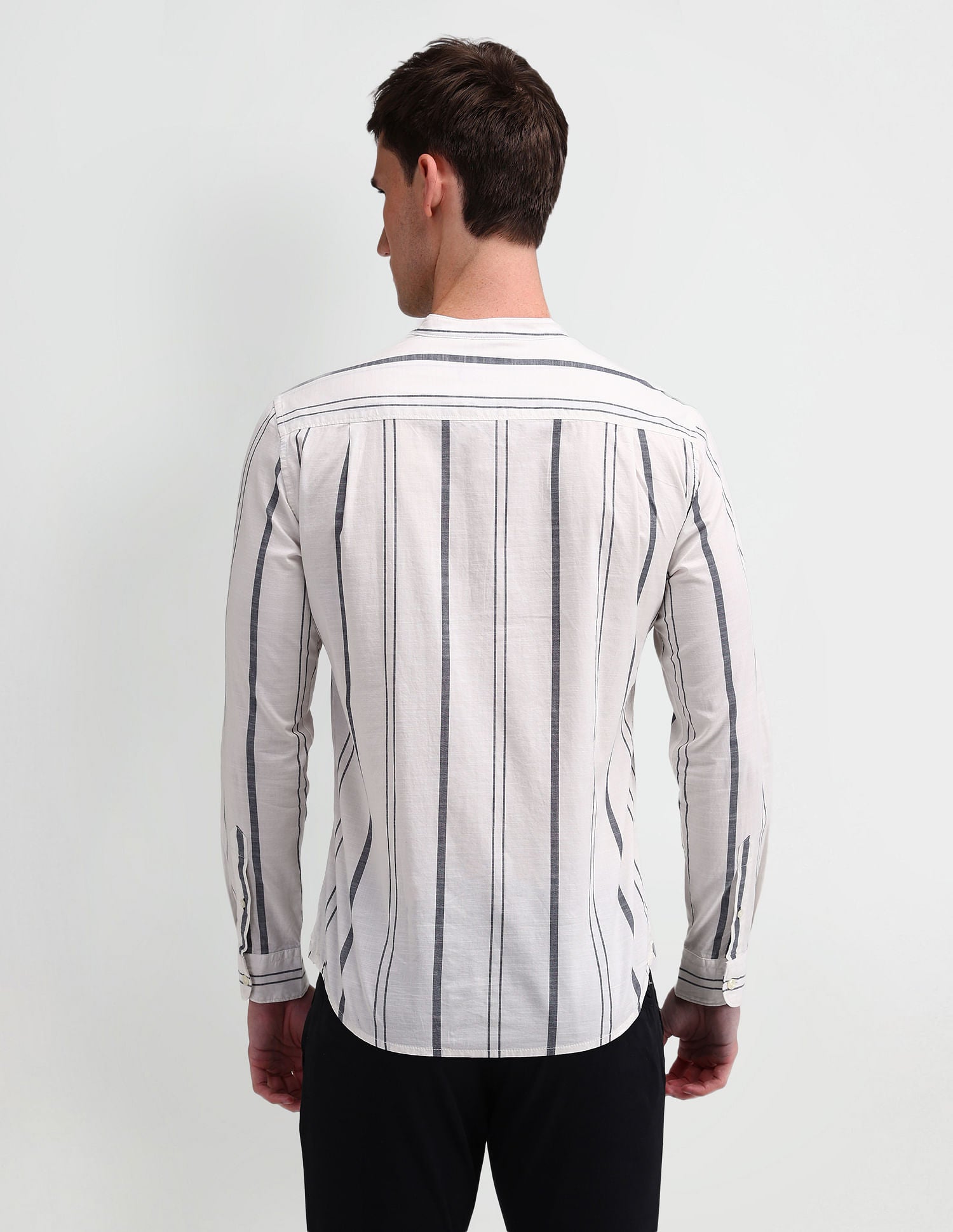 Slim Fit Vertical Striped Shirt Light-Grey - U.S. Polo Assn. India | Large