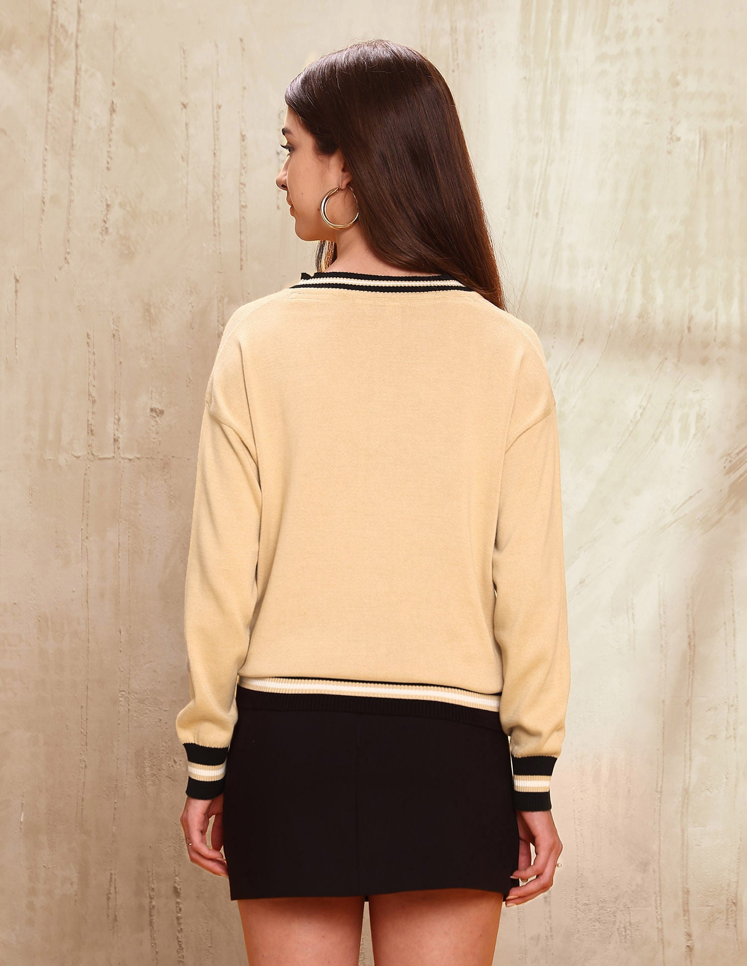 Relaxed Fit Solid Sweater Beige - U.S. POLO ASSN. | Large