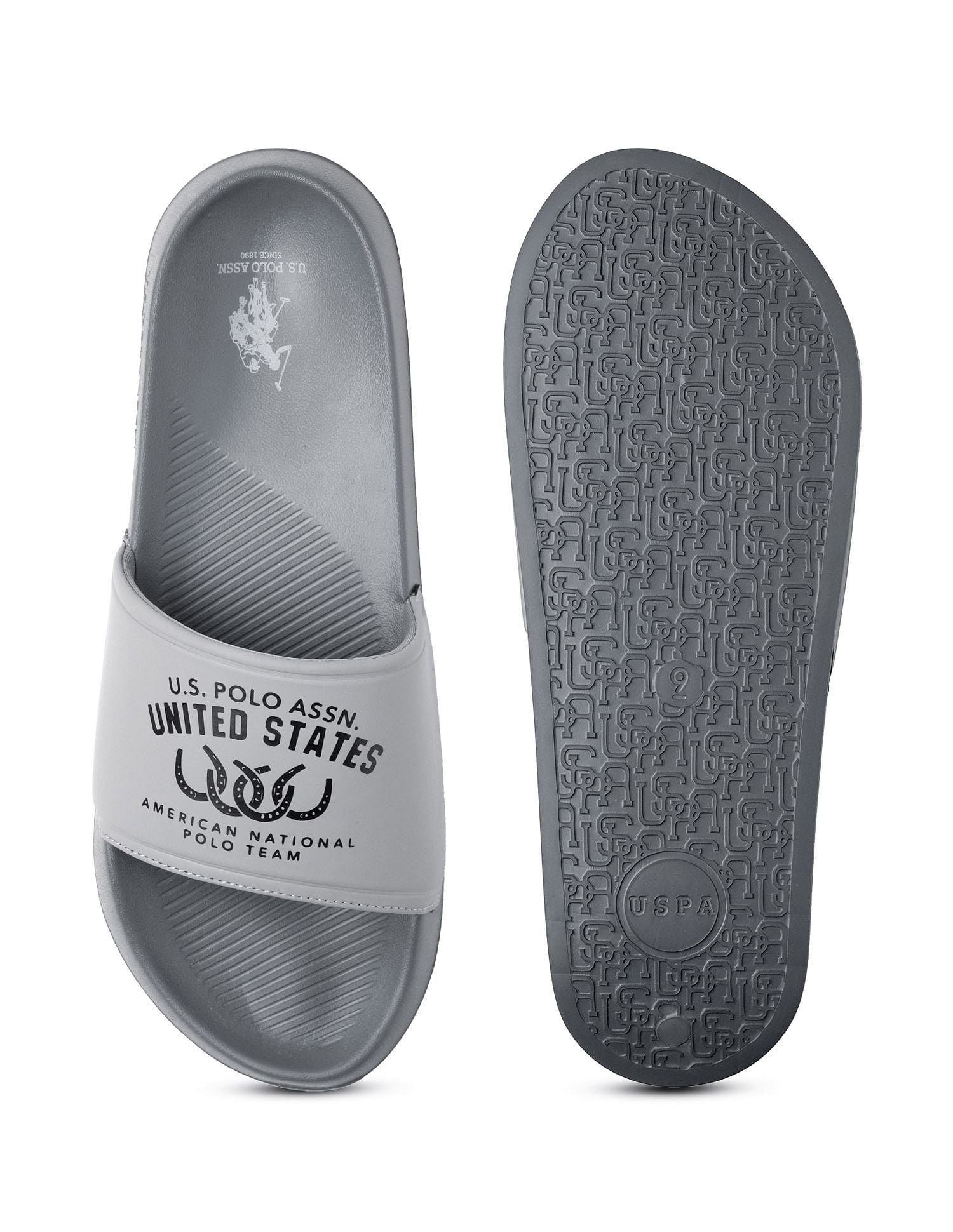 Men Toni Printed Sliders Light Grey - U.S. POLO ASSN. | Large
