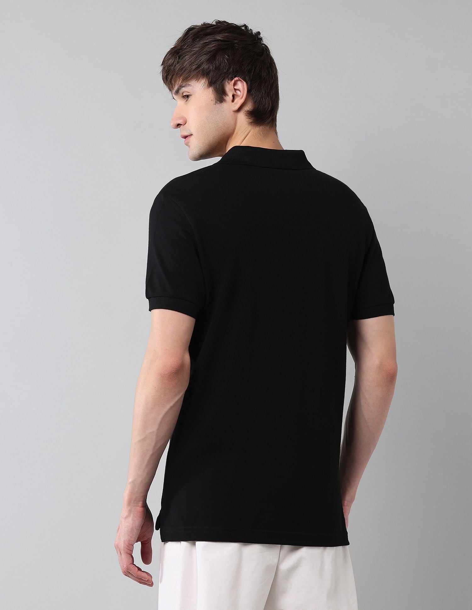Pure Cotton Muscle Fit Polo Shirt Black - U.S. Polo Assn. India | Large
