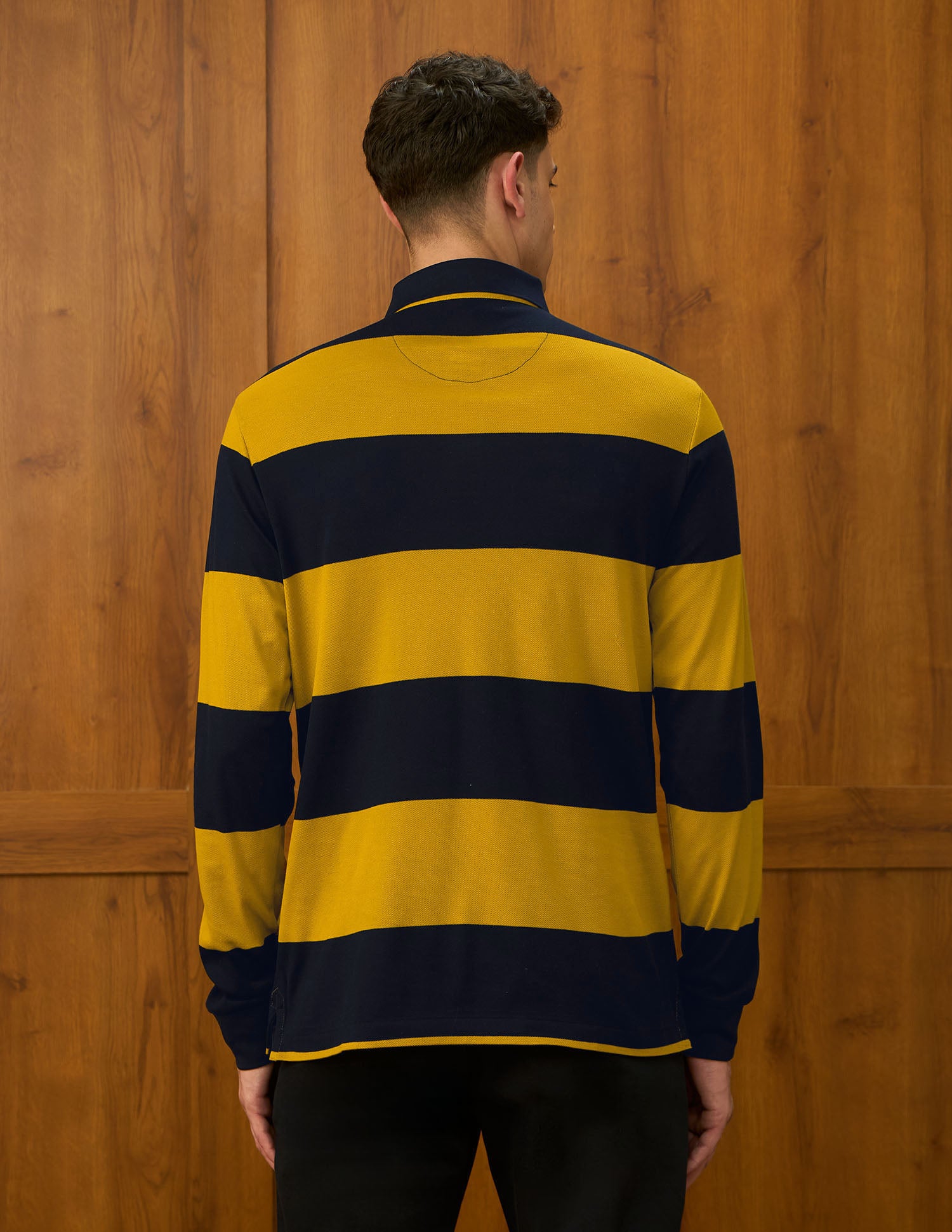 Horizontal Striped Varsity Theatre Polo Shirt Dark Yellow - U.S. POLO ASSN. | Large