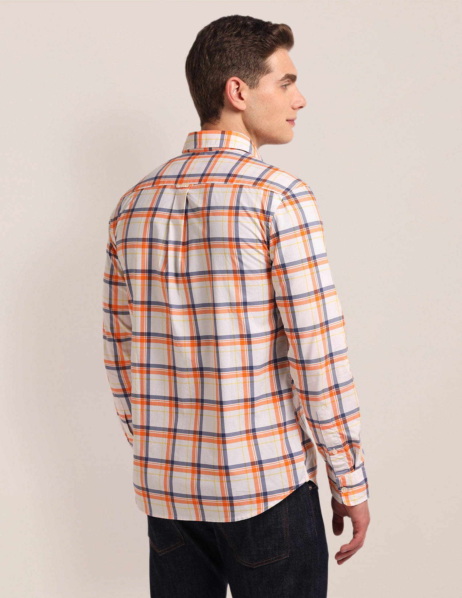 Cutaway Collar Tartan Check Shirt Orange - U.S. POLO ASSN. | Large