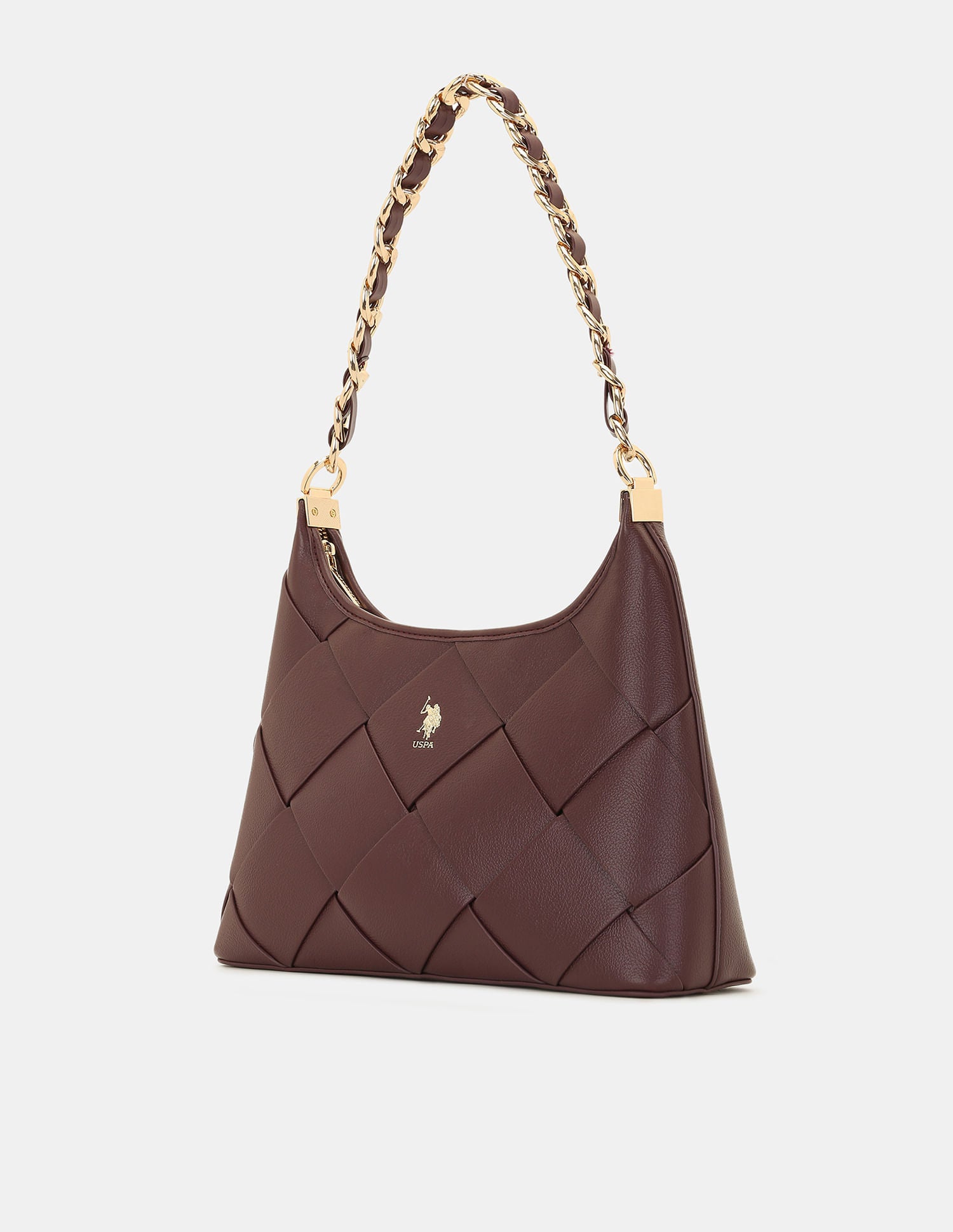 Women Babie Shoulder Bag with Woven Texture Burgundy - U.S. POLO ASSN. | Large
