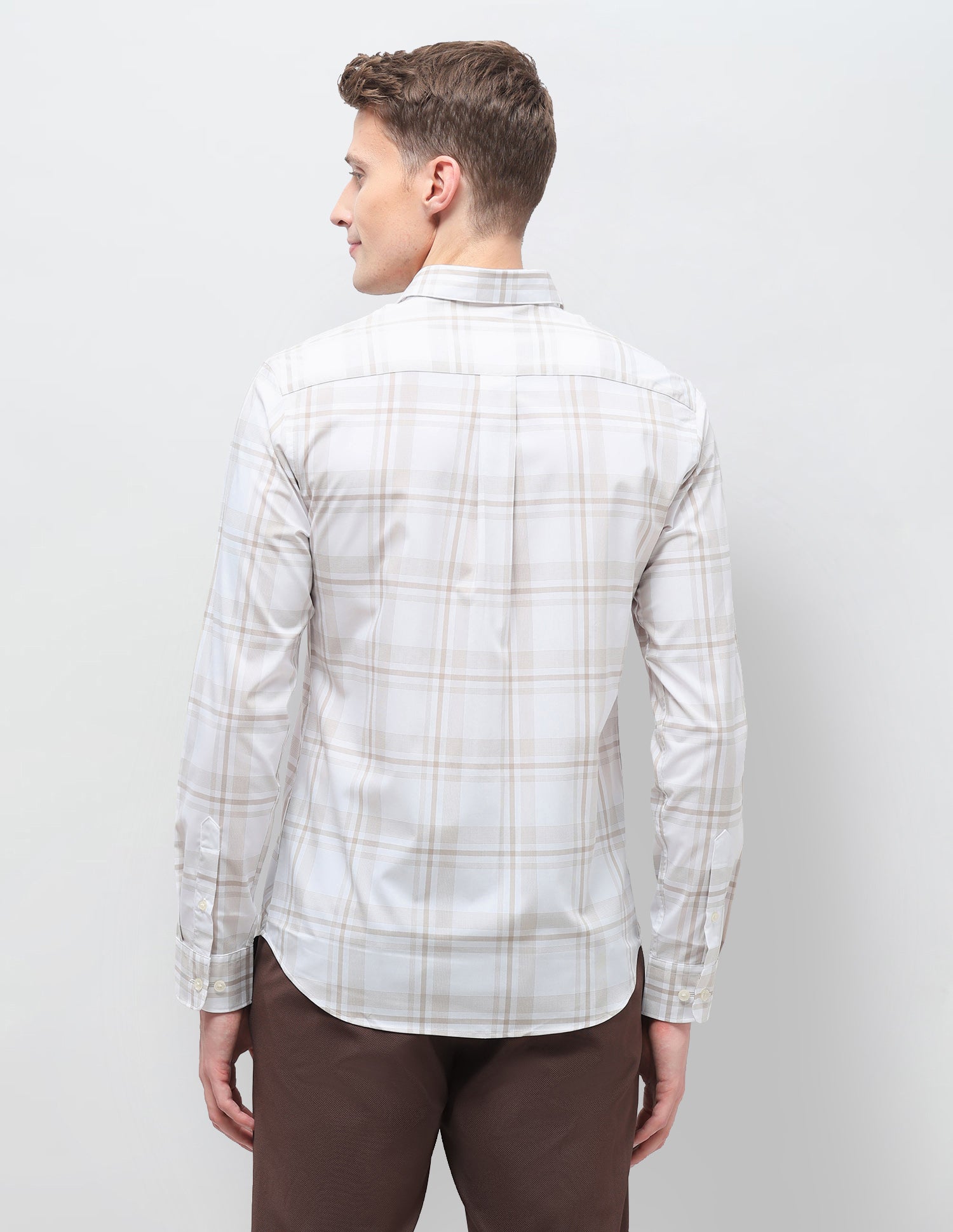 Plaid Checked Regular Fit Shirt Beige - U.S. Polo Assn. India | Large