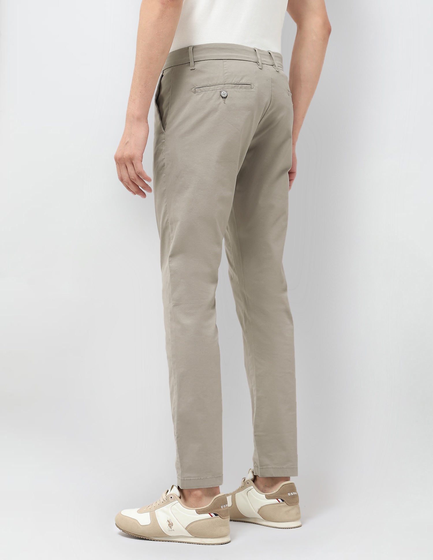 Slim Fit Mid Rise Trousers Grey - U.S. Polo Assn. India | Large
