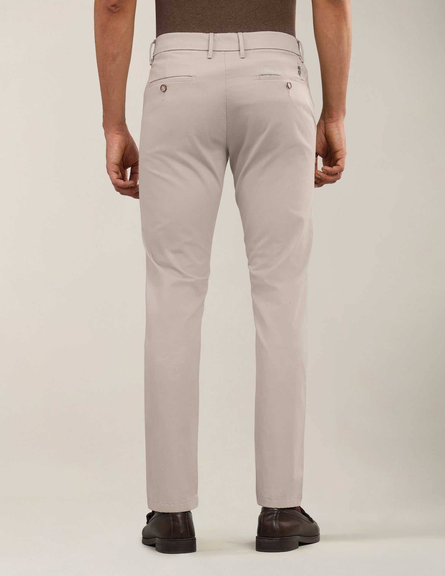Textured Satin Trousers Beige - U.S. Polo Assn. India | Large