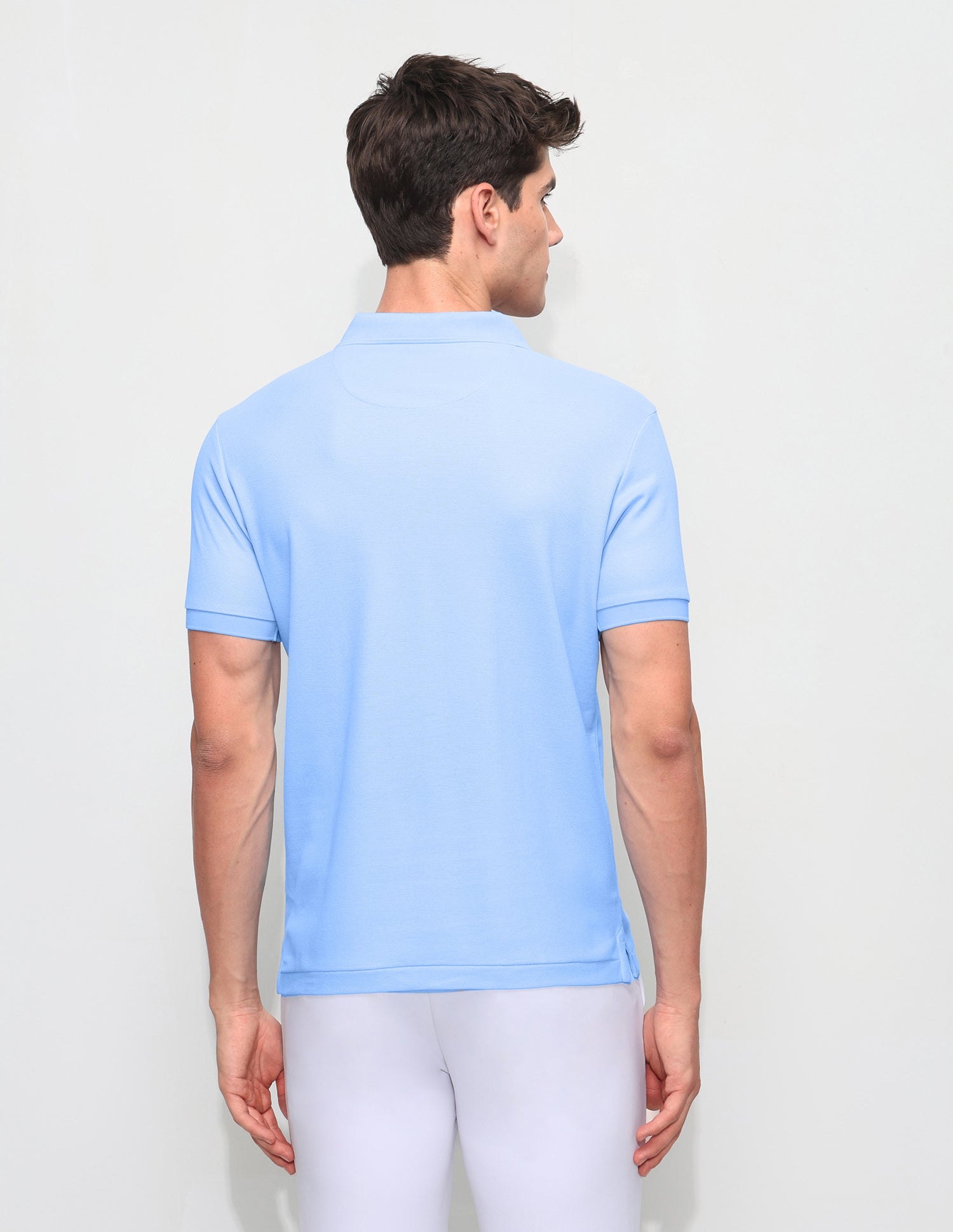 Solid Slim Fit Polo Shirt Light Blue - U.S. Polo Assn. India | Large