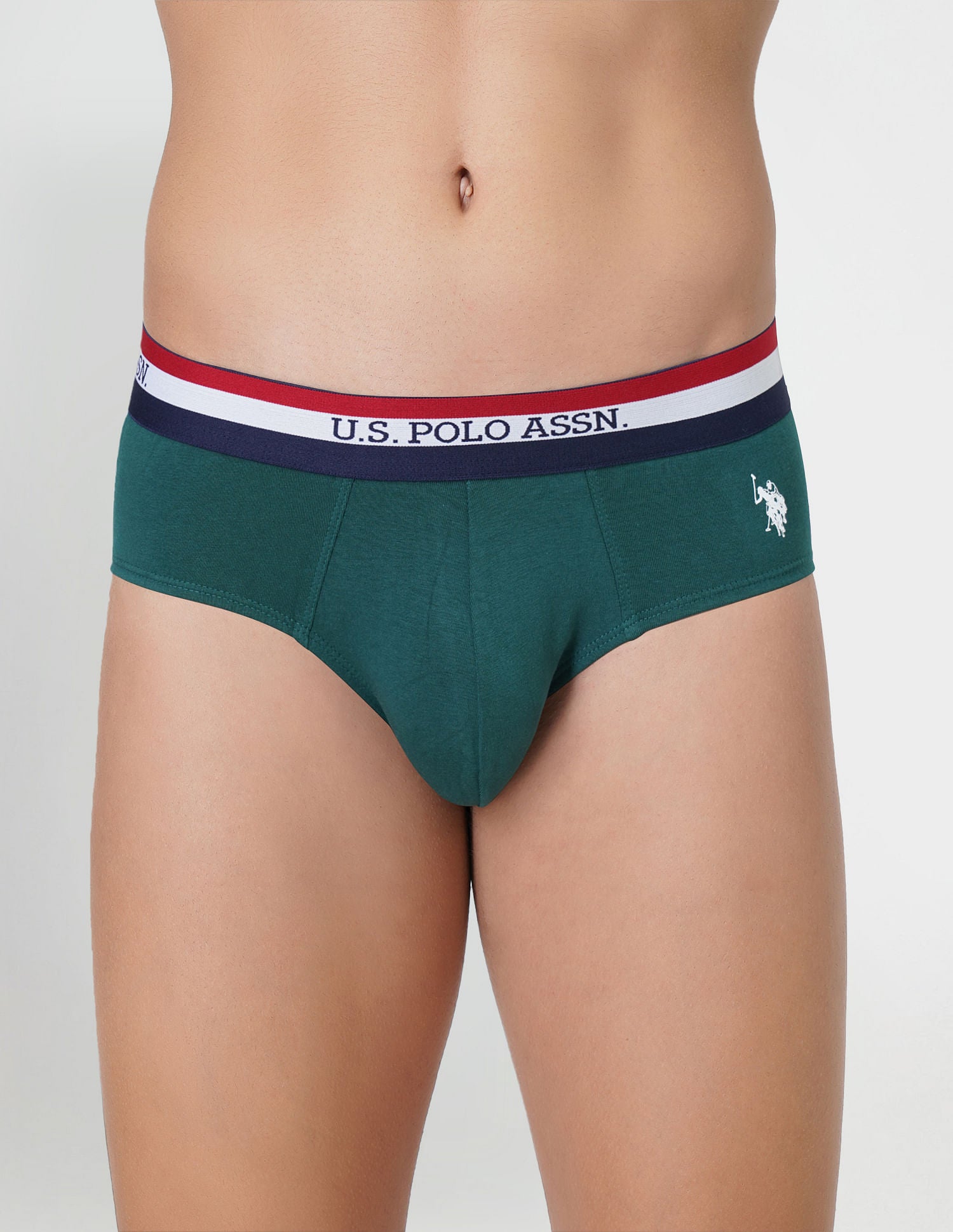 Striped Waistband EB002 Briefs - Pack Of 2 Navy and Dark Green - U.S. POLO ASSN. | Large