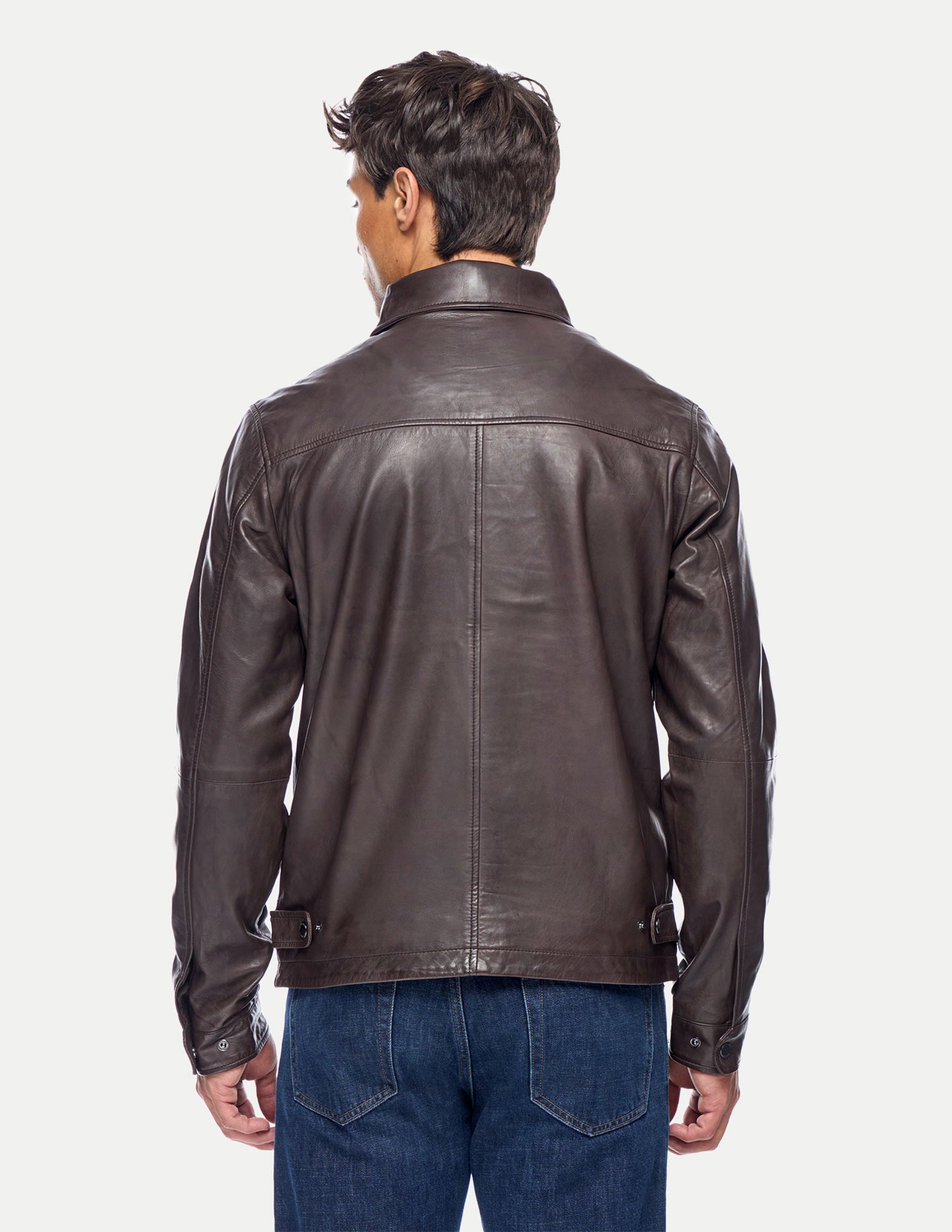 Solid Regular Fit Leather Jacket Dark Brown - U.S. Polo Assn. India | Large