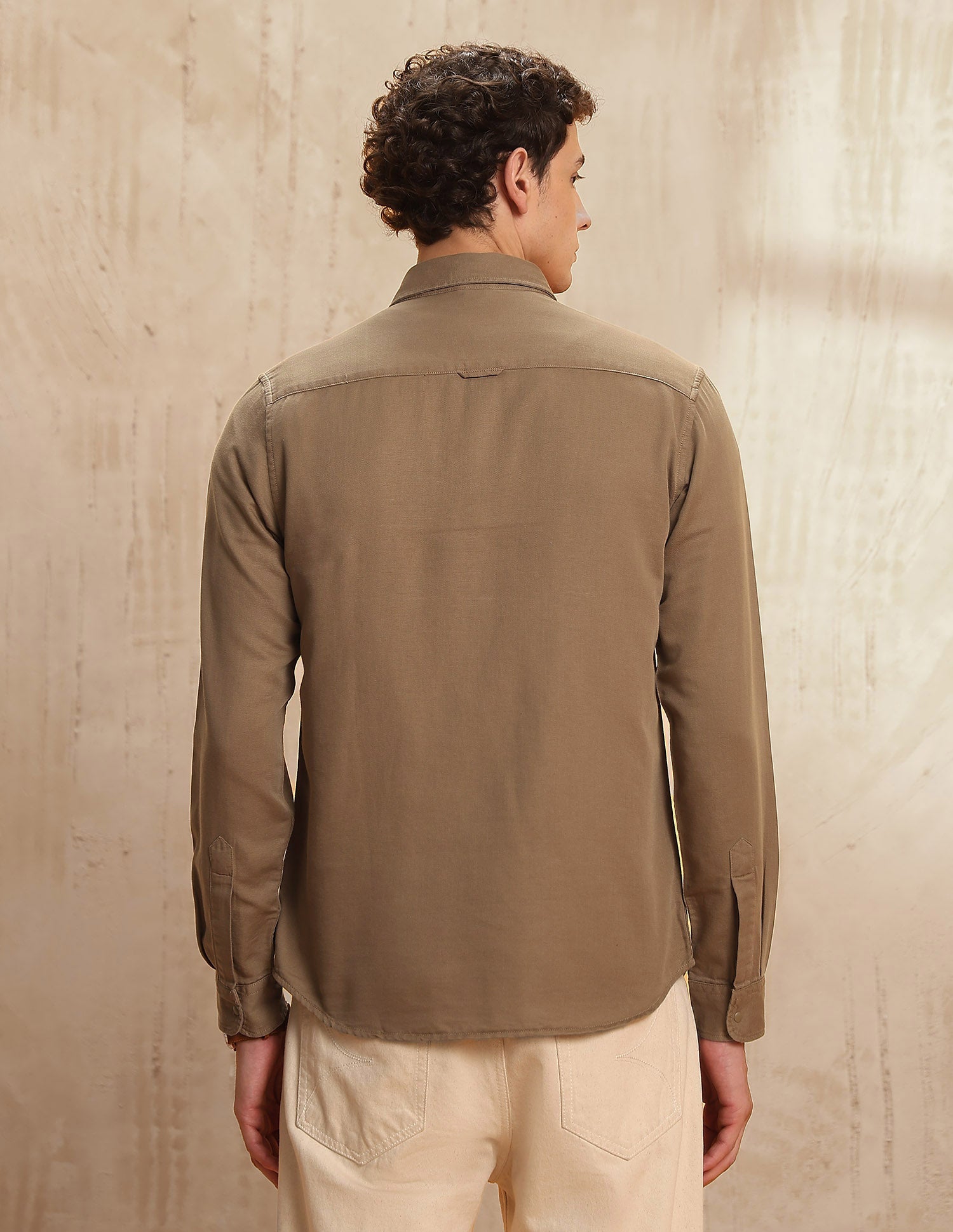 Twill Regular Fit Shirt Khaki - U.S. POLO ASSN. | Large