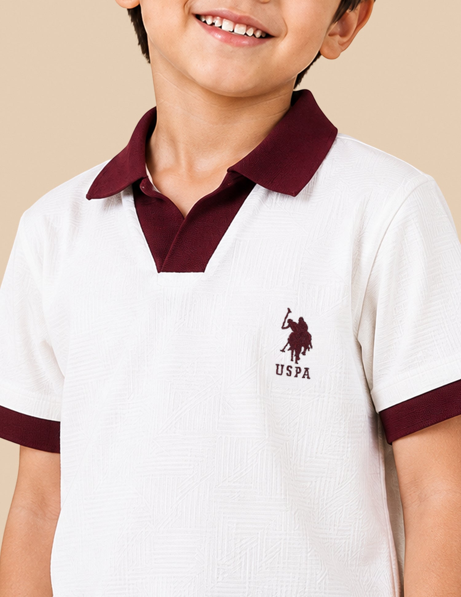 Self Design Geometric Regular Fit Polo Shirt White - U.S. Polo Assn. India | Large