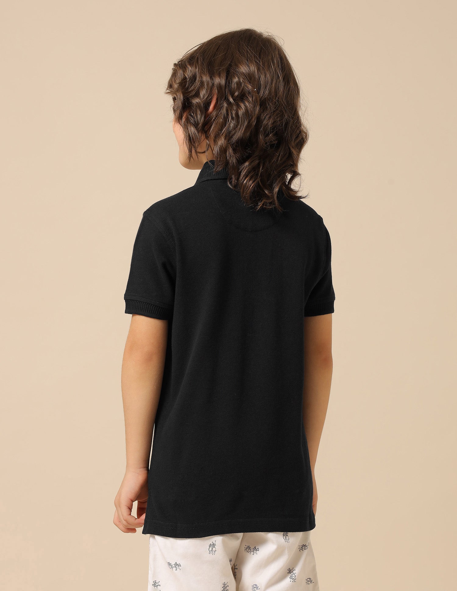 Boys Pure Cotton Solid Polo Shirt Black - U.S. POLO ASSN. | Large