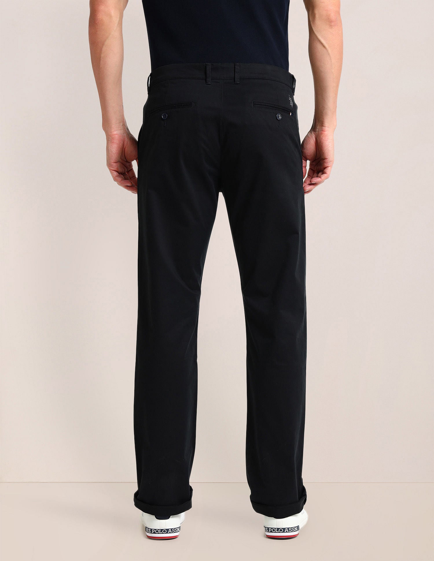 Riley Fit Solid Trousers Black - U.S. Polo Assn. India | Large