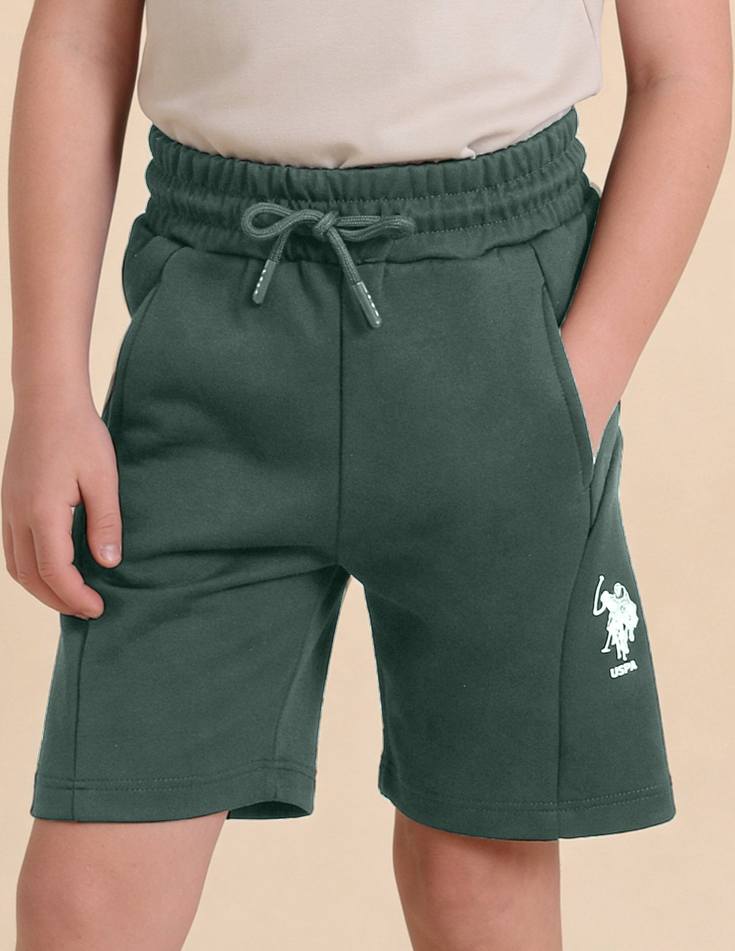 Solid Regular Fit Shorts Olive - U.S. Polo Assn. India | Large