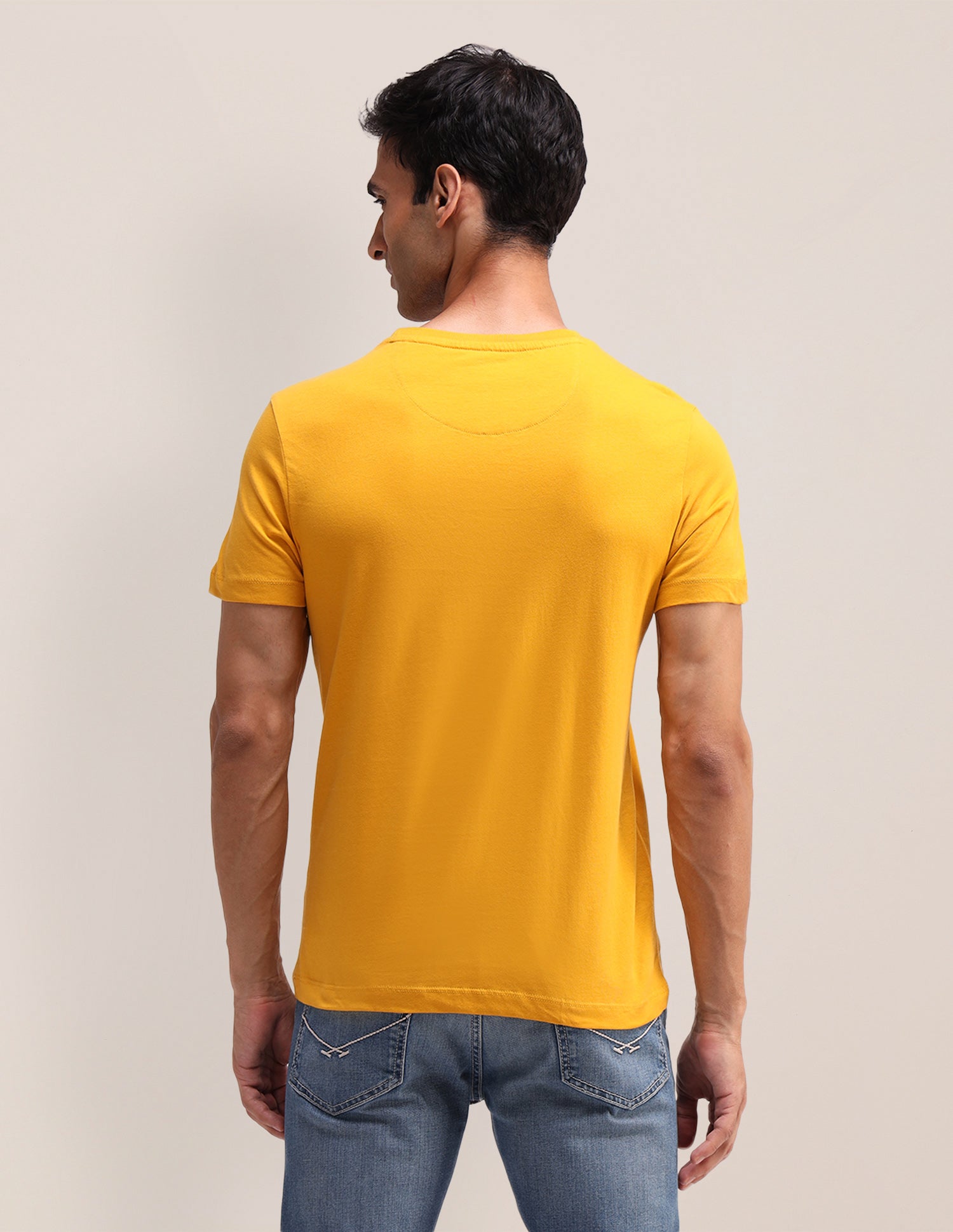 Brand Printed Slim Fit T-Shirt Mustard - U.S. Polo Assn. India | Large